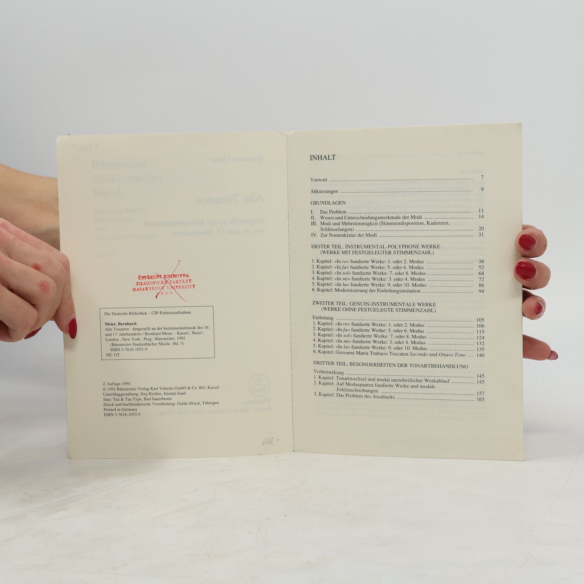 Bernhard Meier Bärenreiter Studienbücher Musik - 3: Alte Tonarten