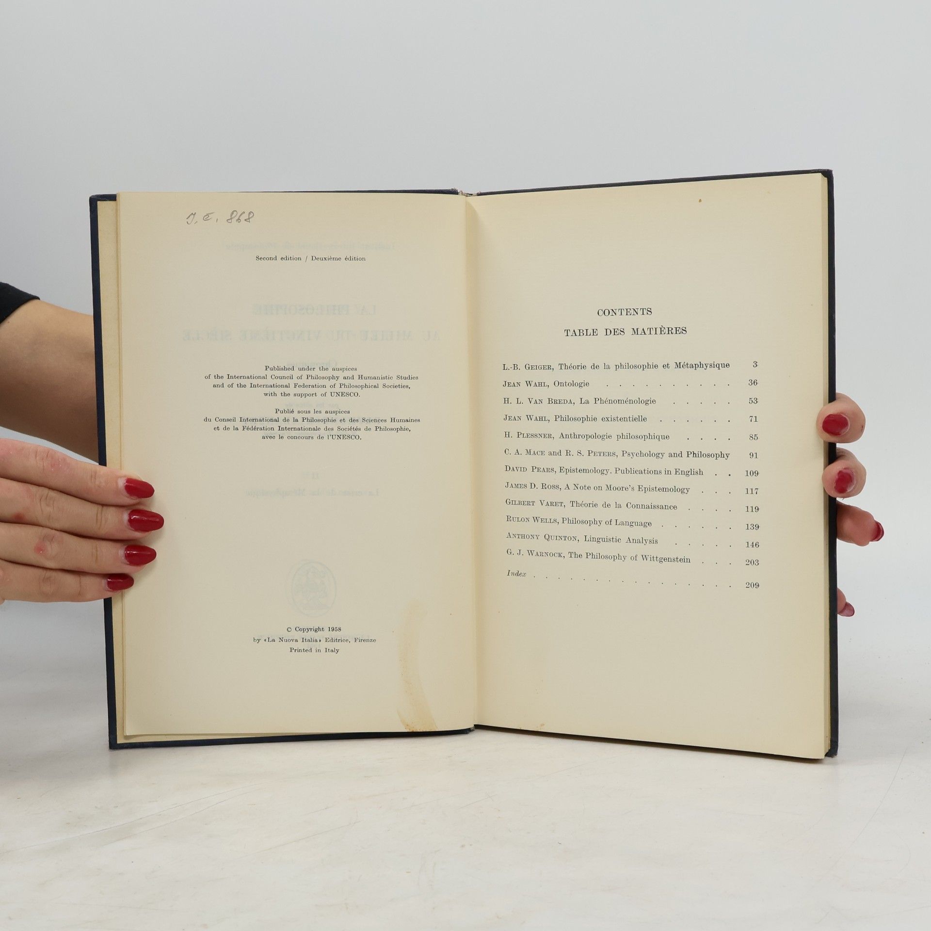 Raymond Klibansky Philosophy in the Mid-Century: A Survey. La Philosophie au milieu du vingtième siècle: Chroniques