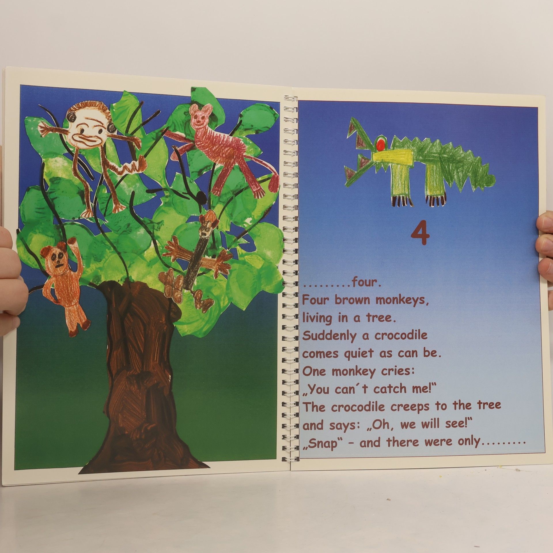 Brigitte Spiegl Frühförderung in englischer Sprache Mitspielbilderbuch 4. Five Brown Monkeys