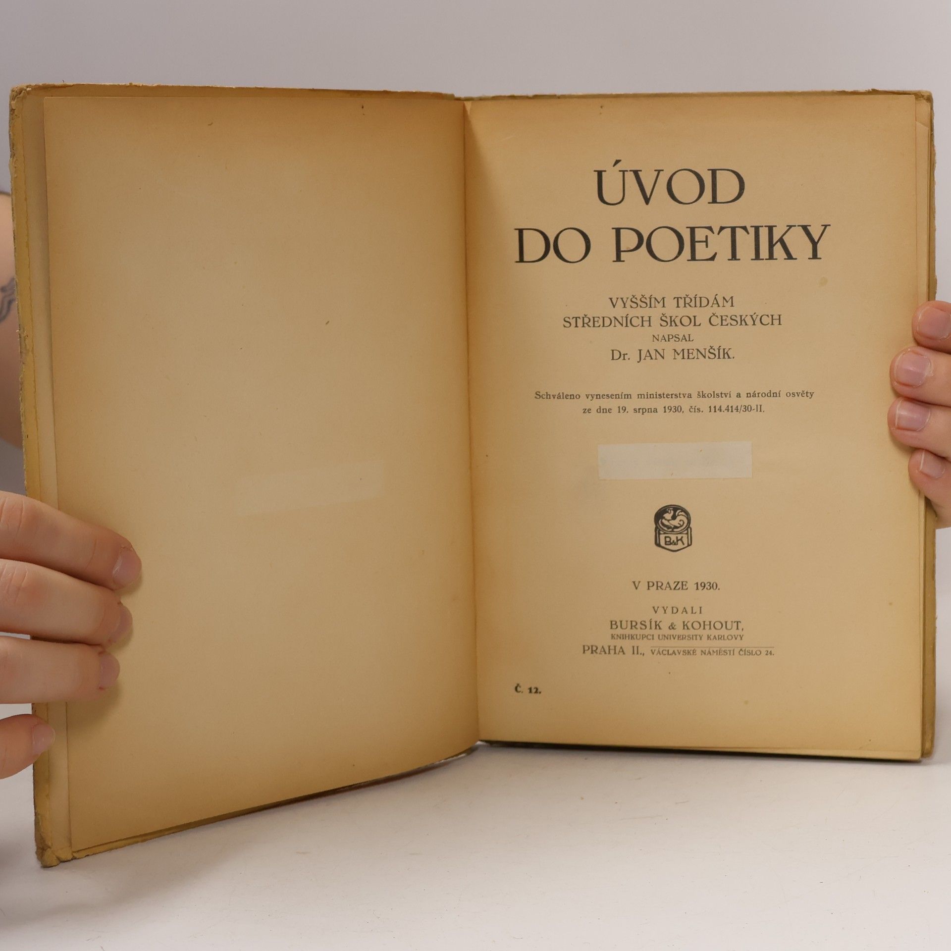 Dr. Jan Menšík ÚVOD DO POETIKY