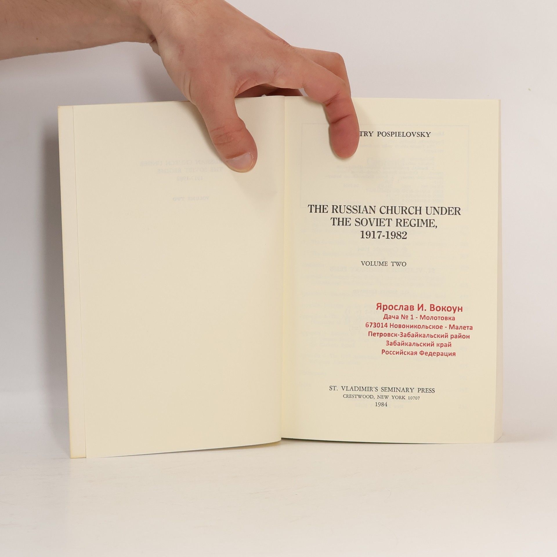 Dimitry V. Pospielovsky The Russian Church Under The Soviet Regime 1917-1982