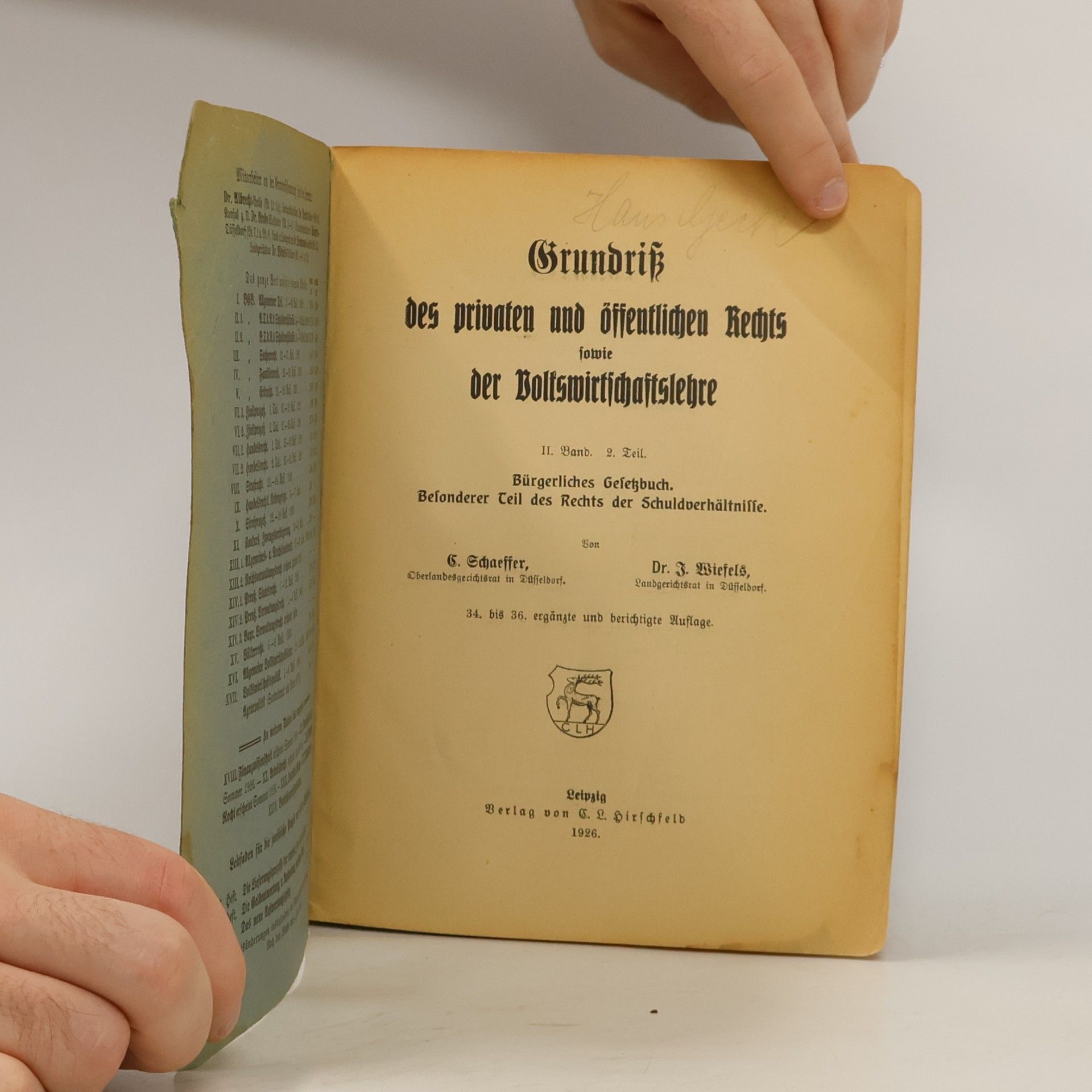 C. Schaeffer Grundriß des privaten und öffentlichen Rechts sowie der Volkswirtschaftslehre