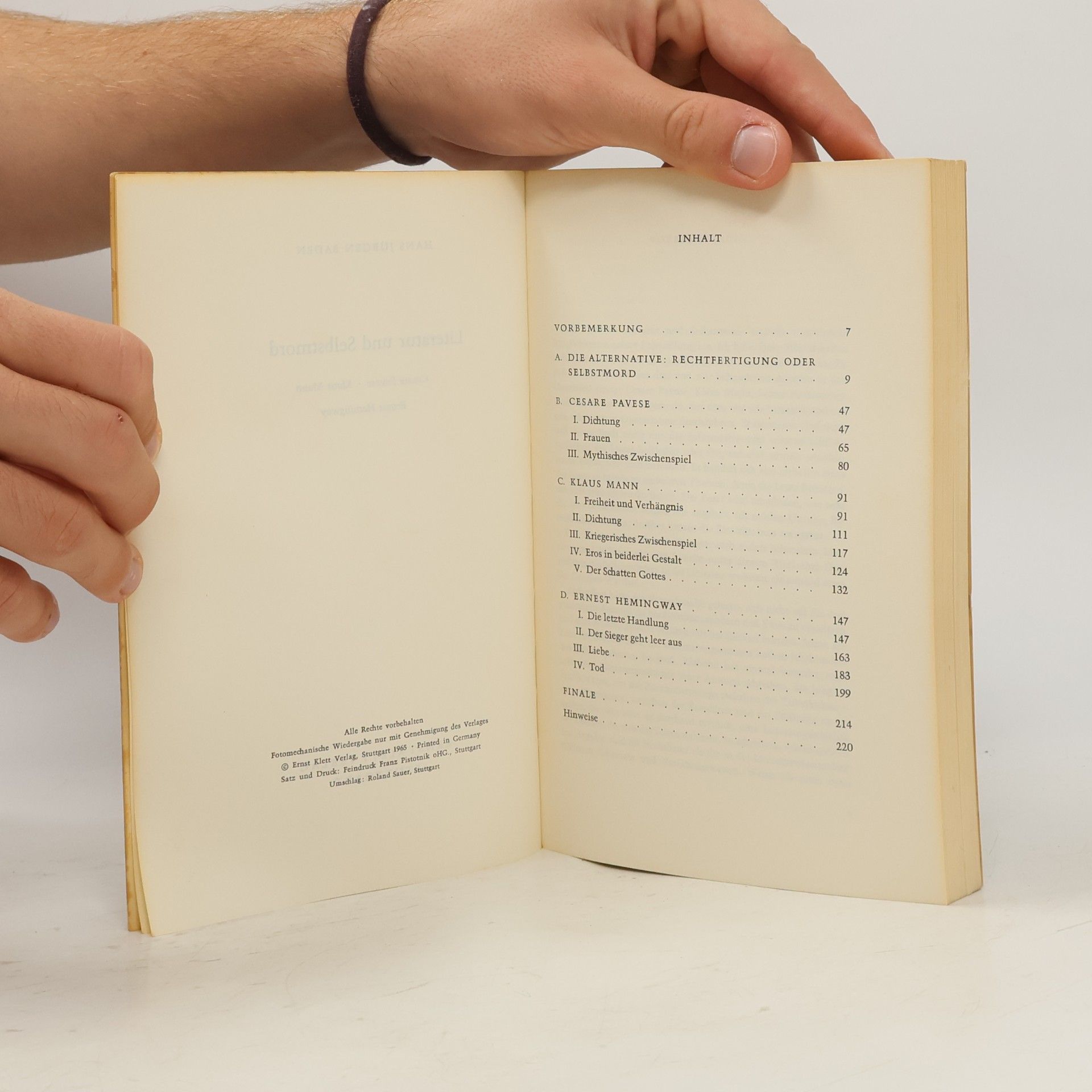 Hans Jürgen Baden Literatur und Selbstmord