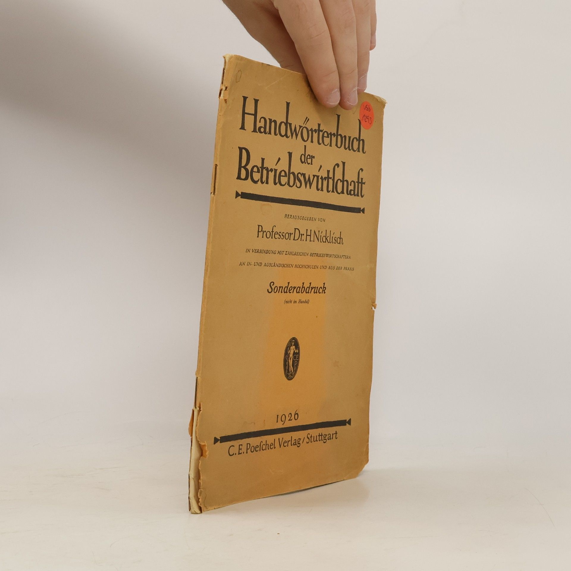 H. Nicklisch Handwörterbuch der Betriebswirtschaft. Sonderabdruck