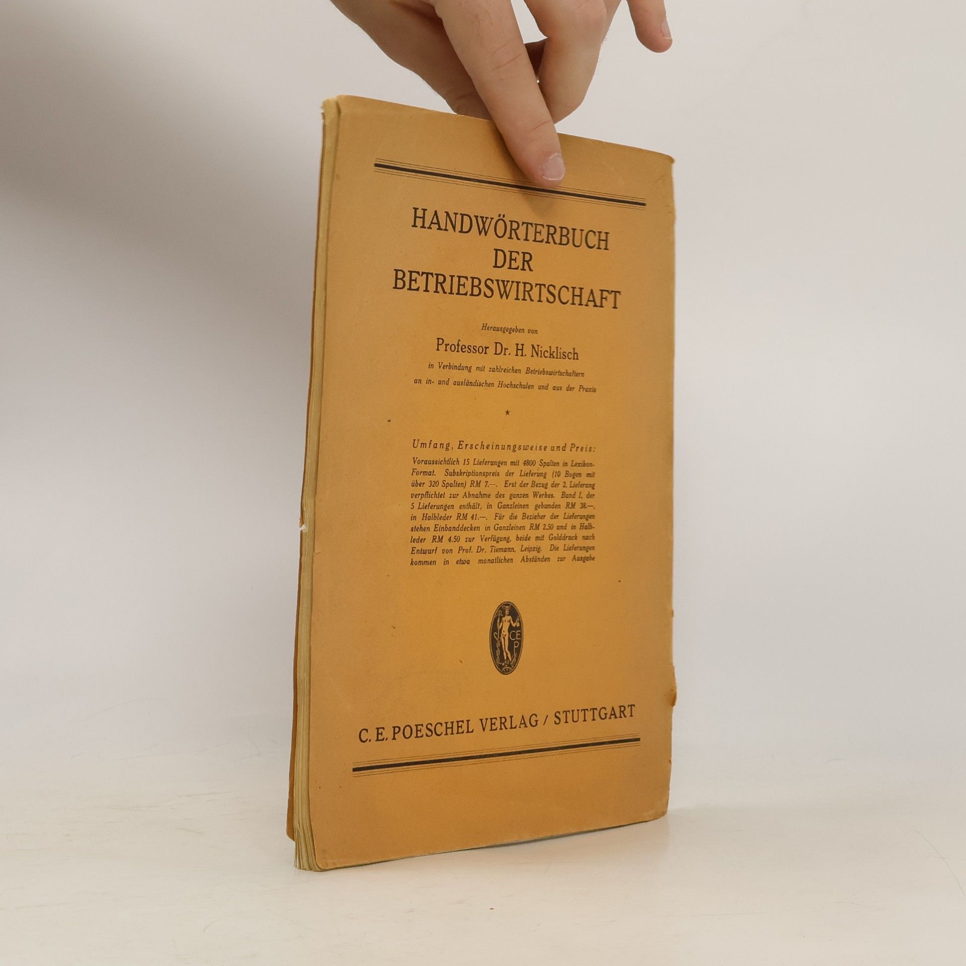 H. Nicklisch Handwörterbuch der Betriebswirtschaft. Sonderabdruck