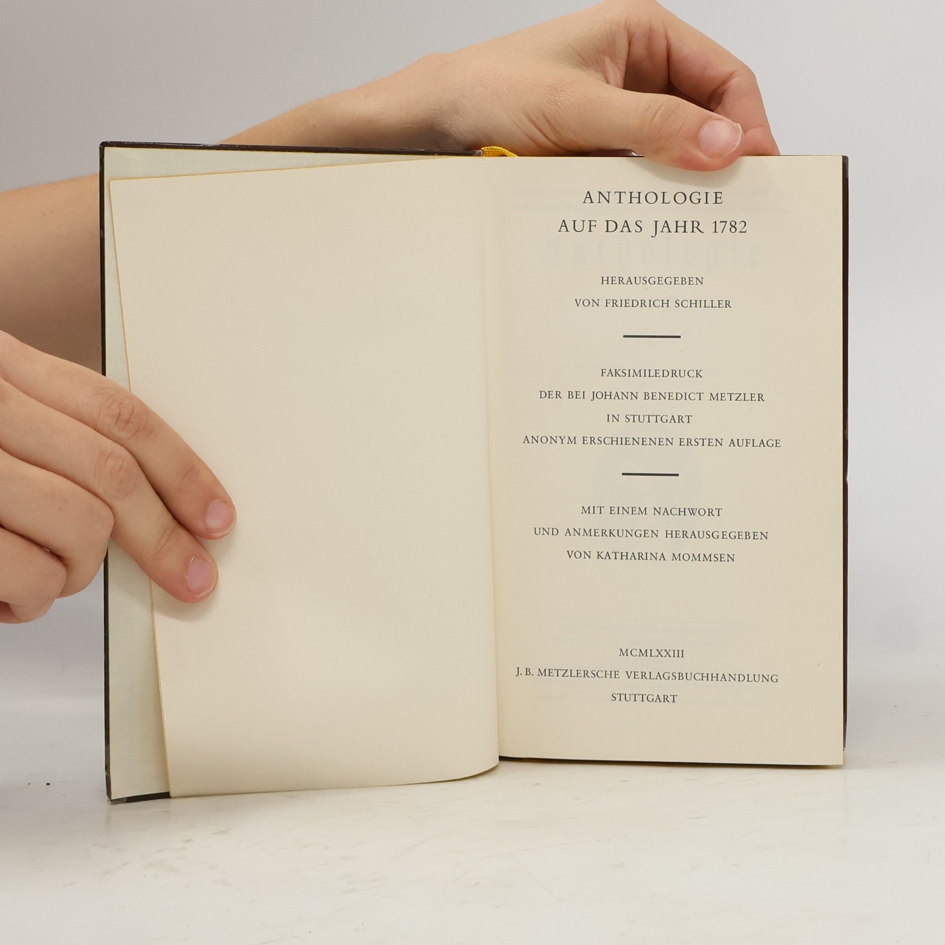 Friedrich Schiller Anthologie auf das jahr 1782