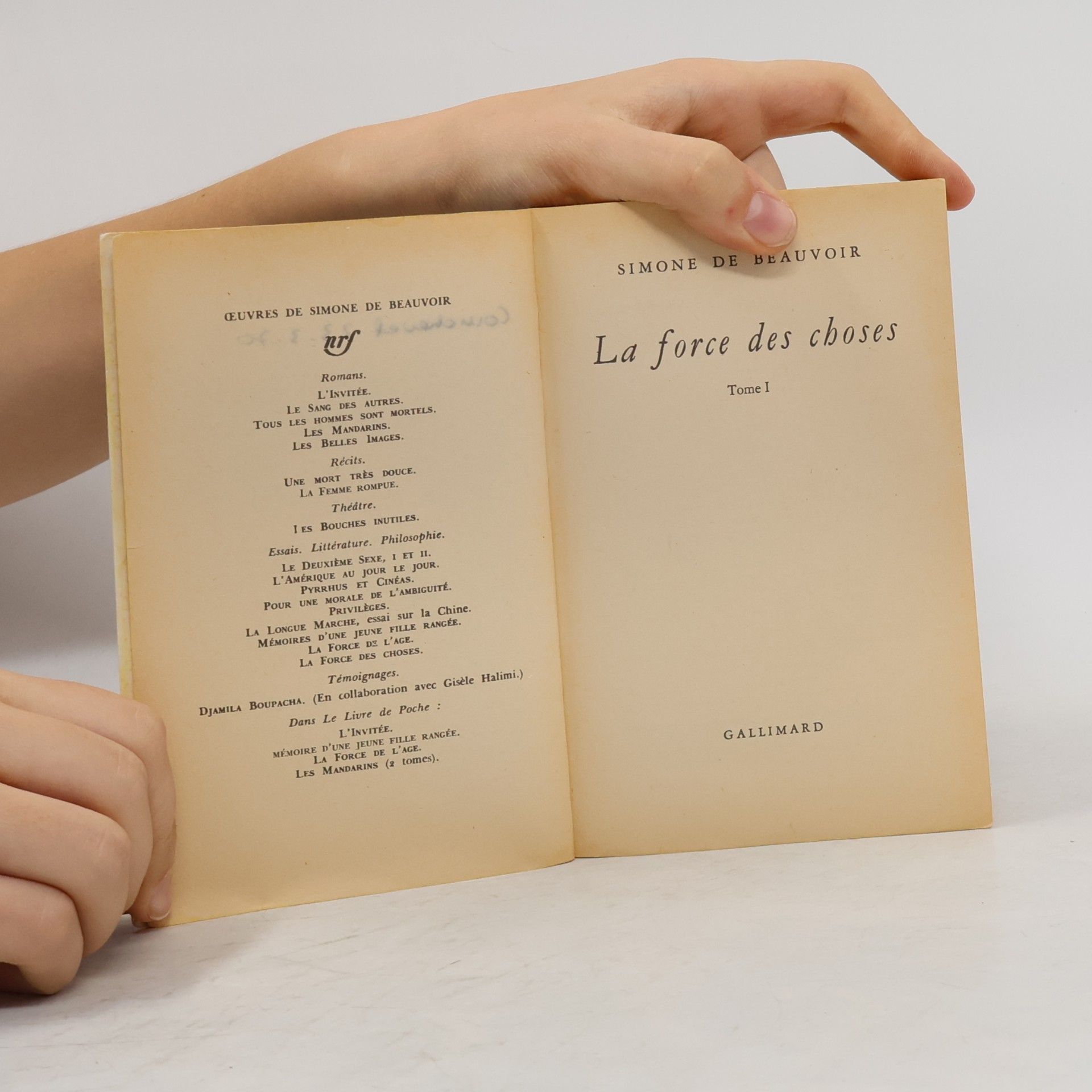 Simone de Beauvoir La force des choses 1