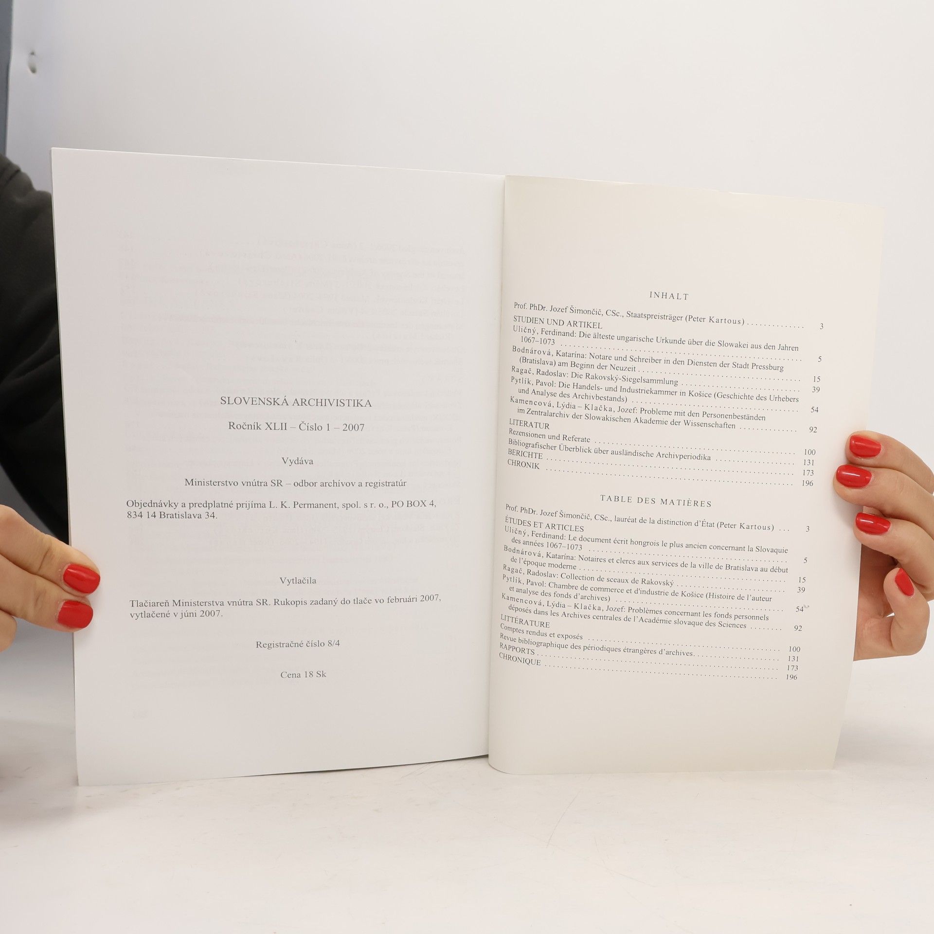 Kolektiv autorů Slovenská archivistika 1/2007