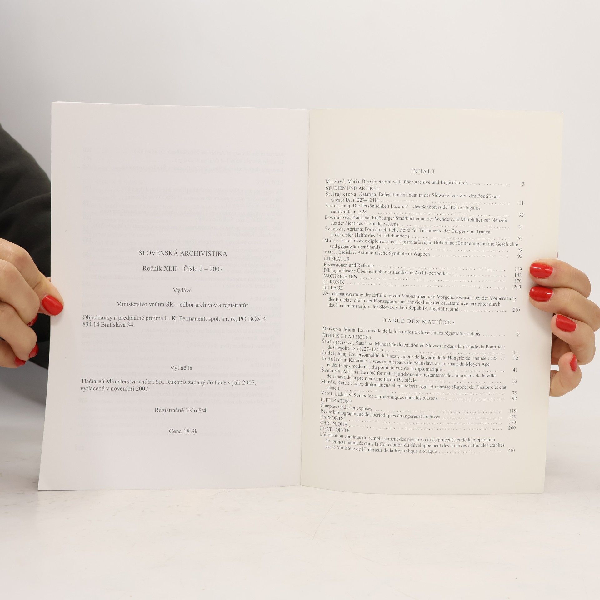 kolektiv Slovenská archivistika - ročník XLII 2007/2