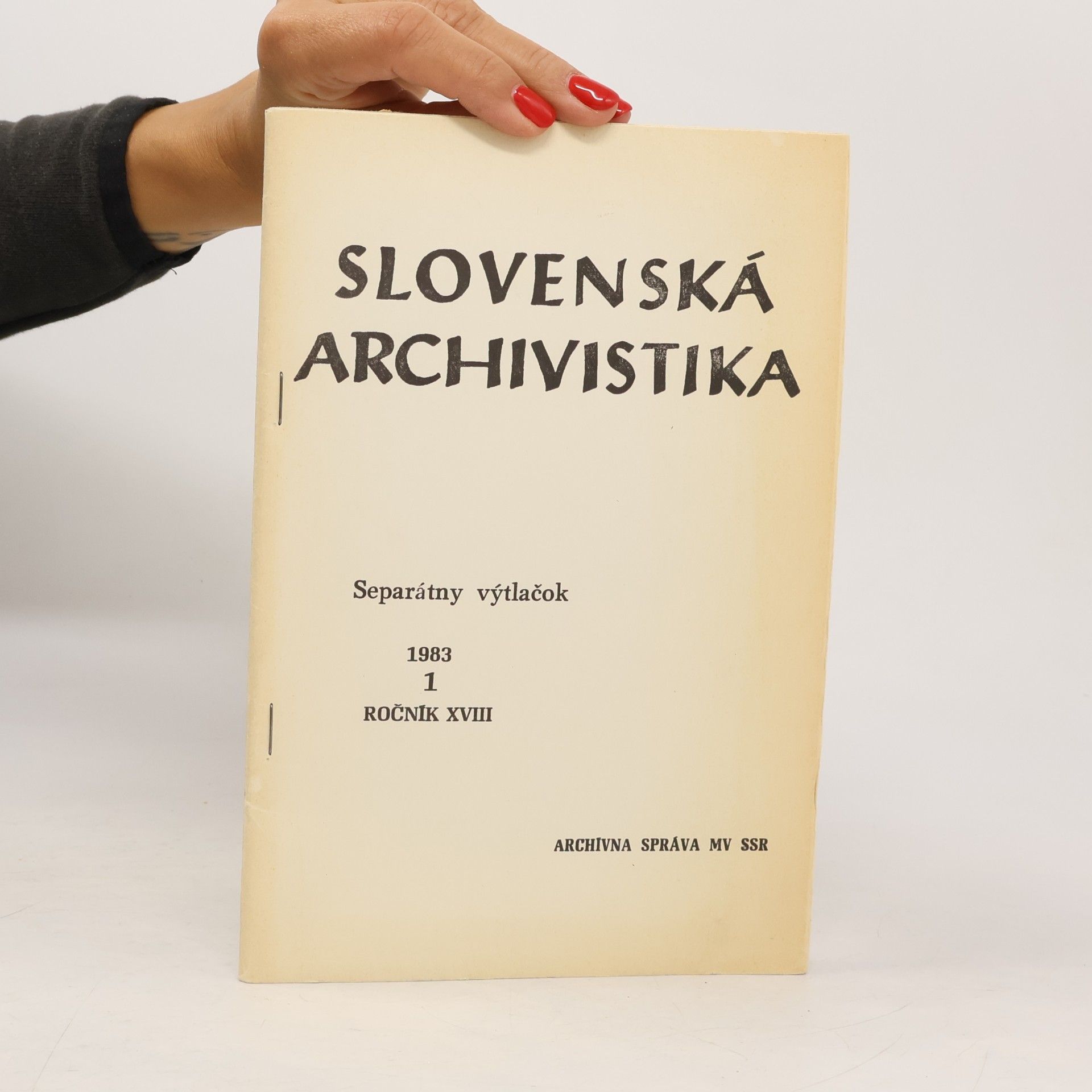 Various authors Slovenská archivistika 1/1983. Ročník XVIII