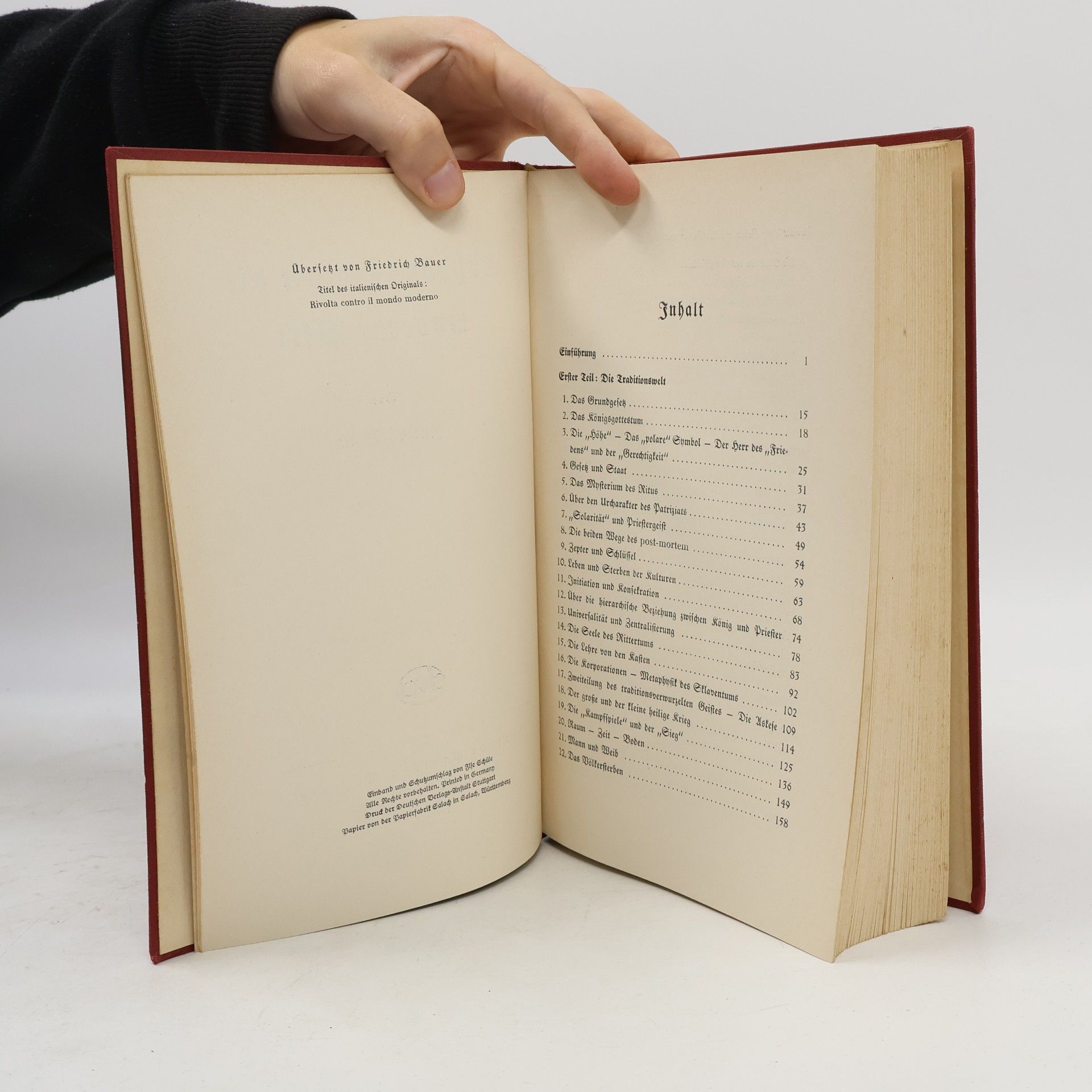 Friedrich Bauer Erhebung wider die moderne Welt