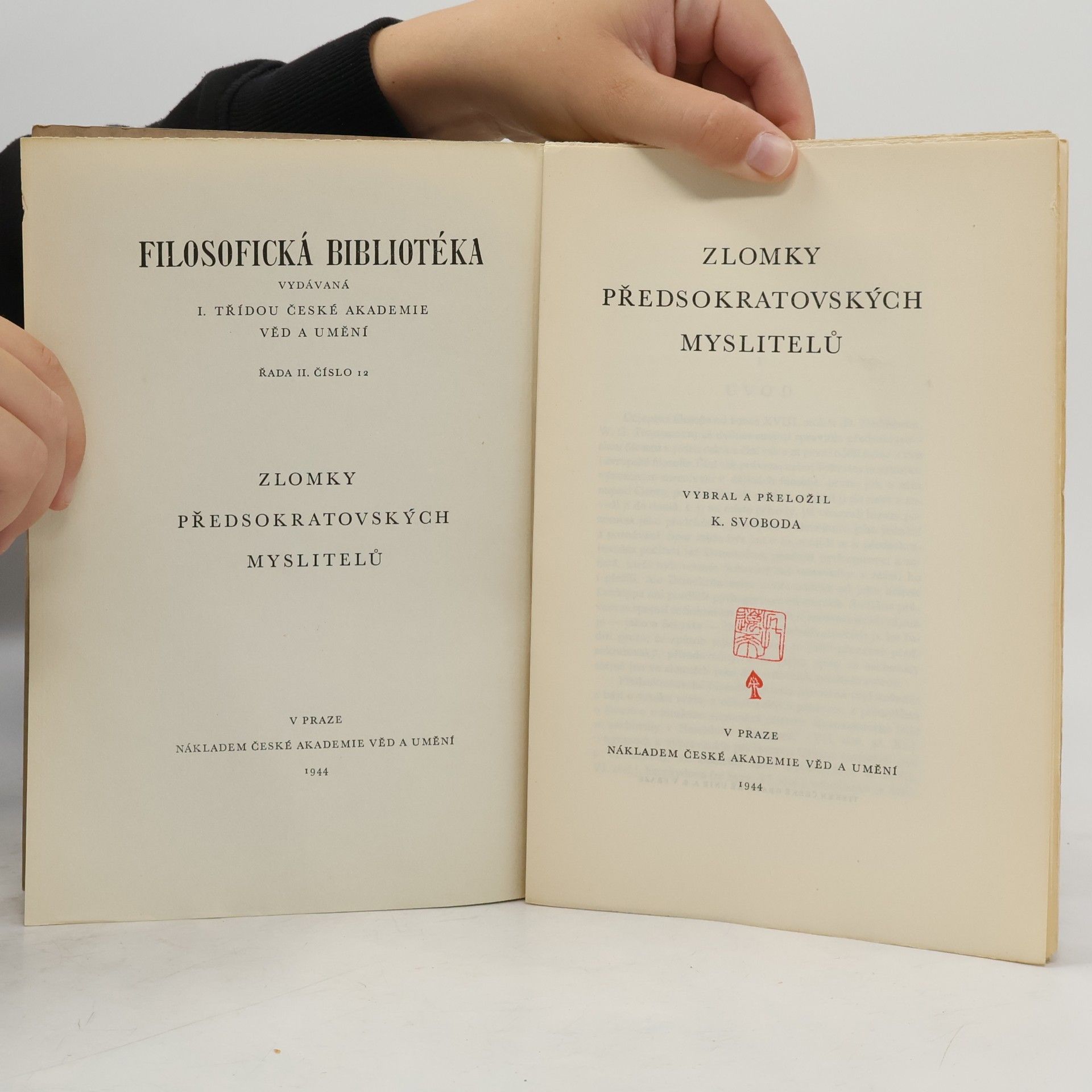 Karel Svoboda Zlomky předsokratovských myslitelů