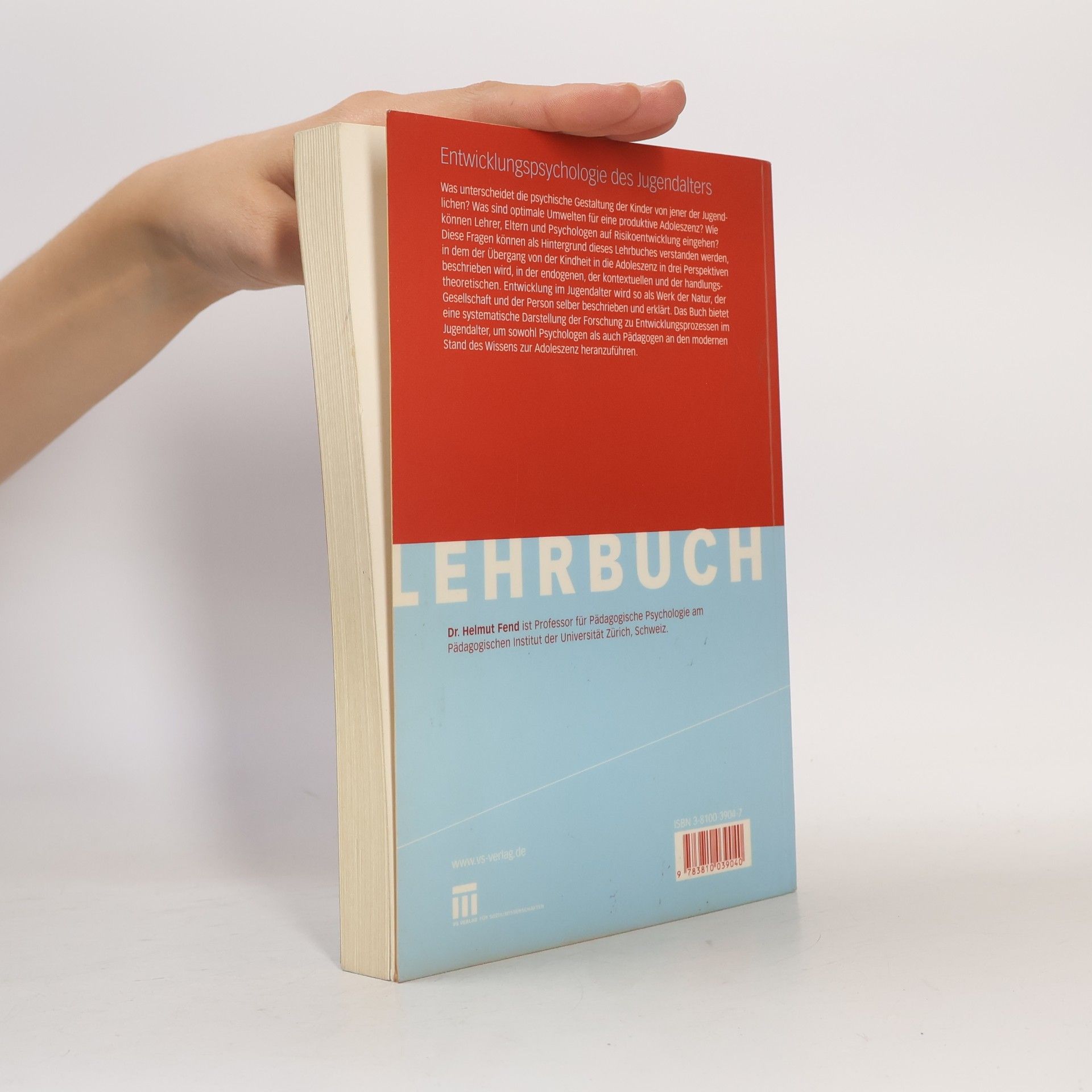Helmut Fend Entwicklungspsychologie des Jugendalters