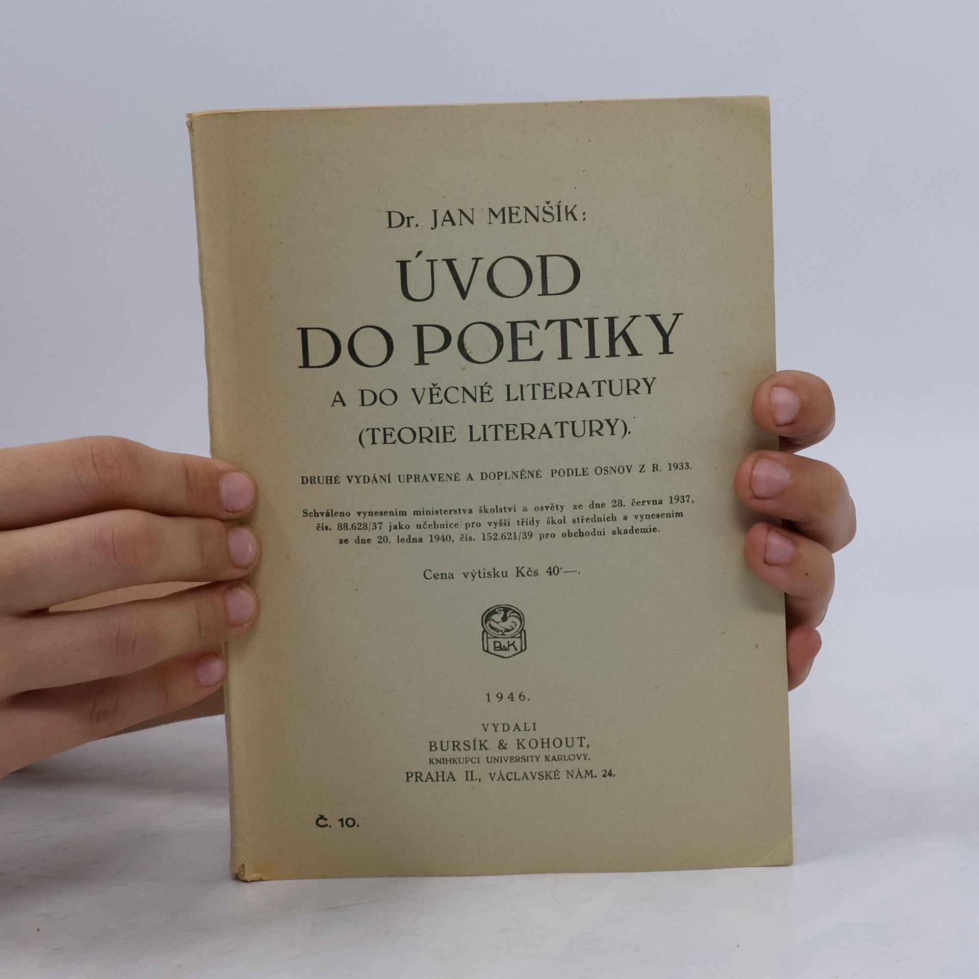 Jan Menšík Úvod do poetiky a do věcné literatury