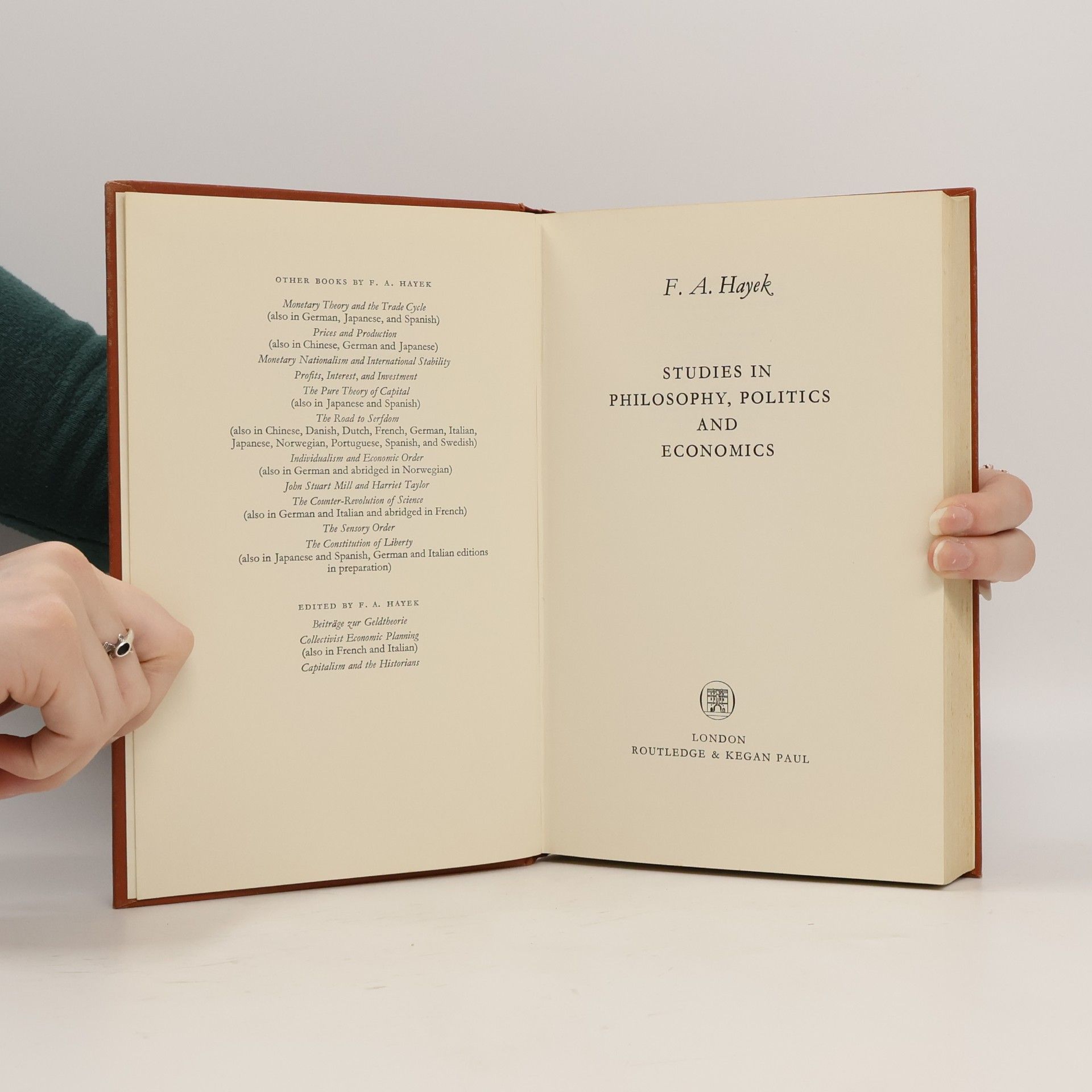 Hayek Studies in Philosophy, Politics and Economics