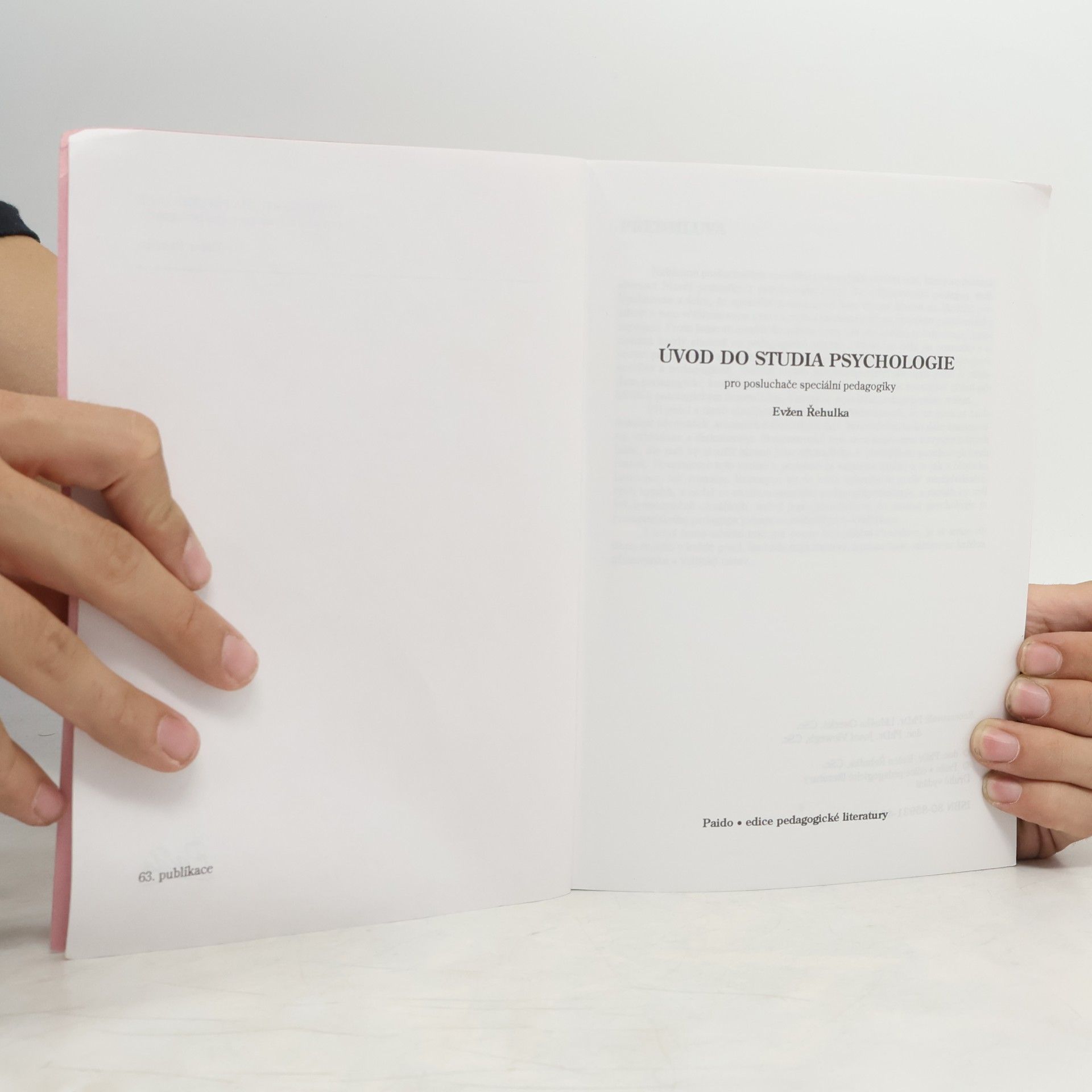 Evžen Řehulka Úvod do studia psychologie: Pro posluchače speciální pedagogiky