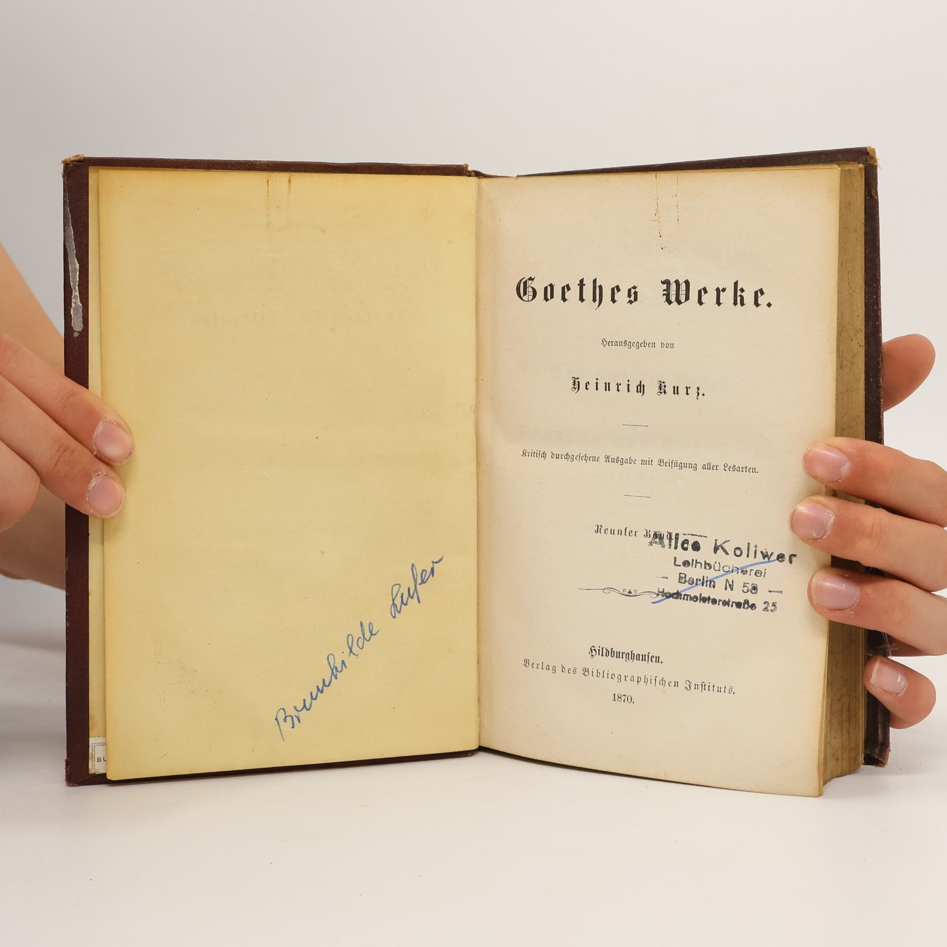 Johann Wolfgang von Goethe Goethes Werke Neunter Band