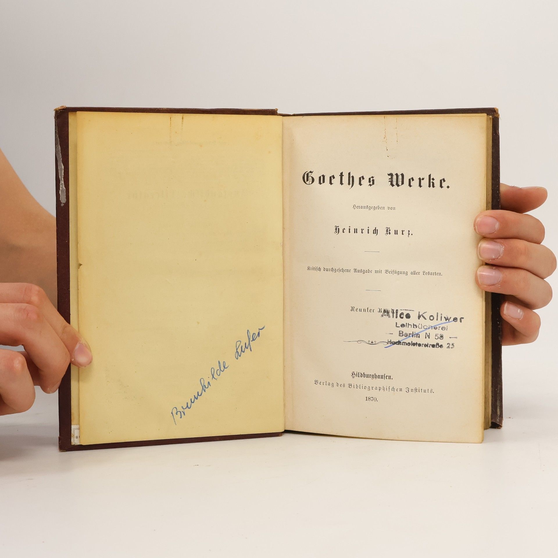 Johann Wolfgang von Goethe Goethes Werke Neunter Band
