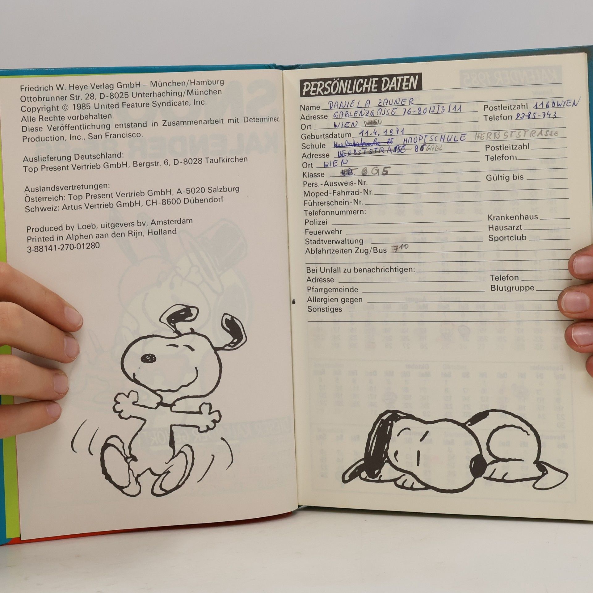 Schulz Snoopy Kalender 85-86