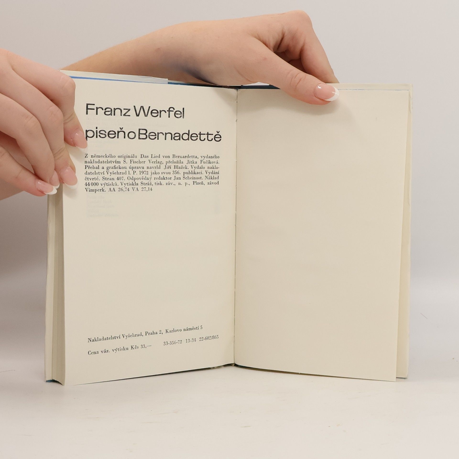 Franz Werfel Píseň o Bernadettě
