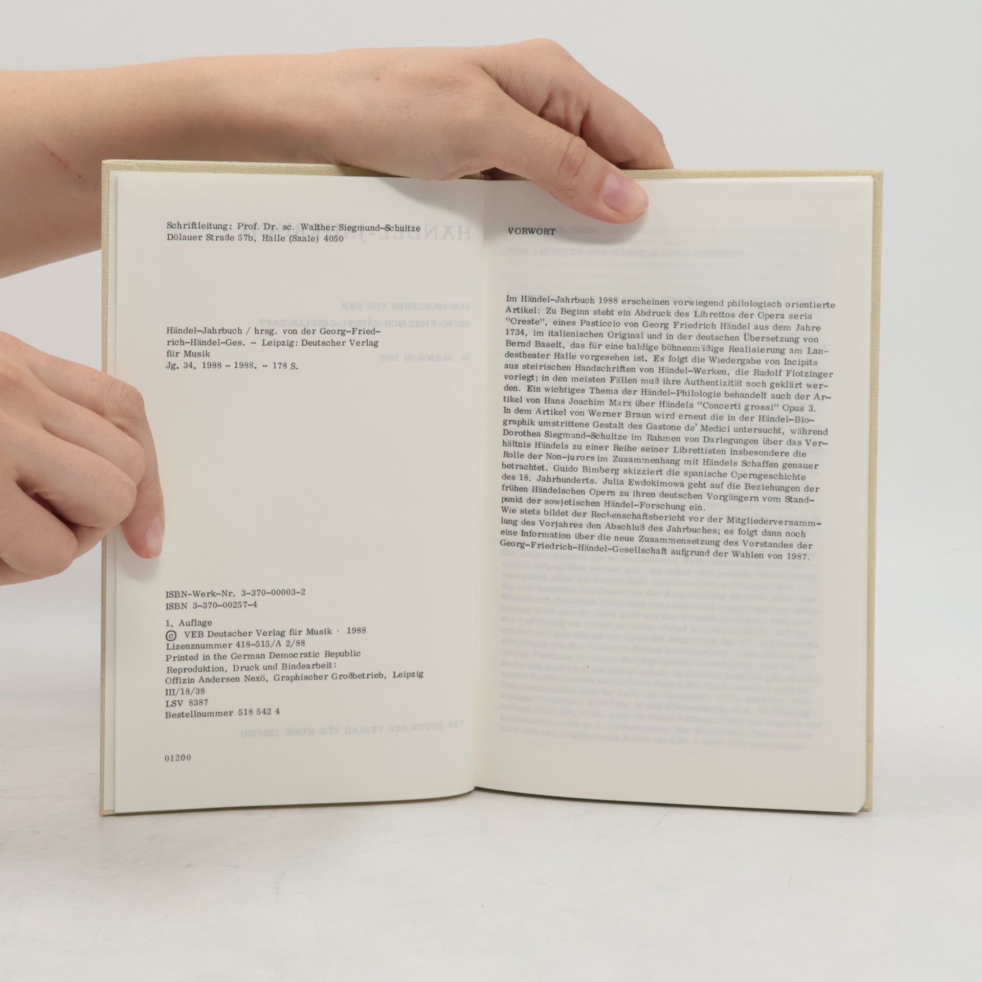 Georg-Friedrich-Händel-Gesellschaft Händel-Jahrbuch 1988