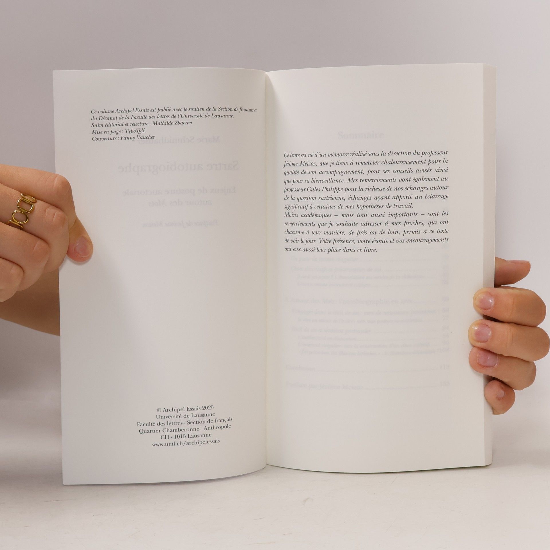 Schmidhauser, Marie Sartre autobiographe: Enjeux de posture auctoriale autour des Mots
