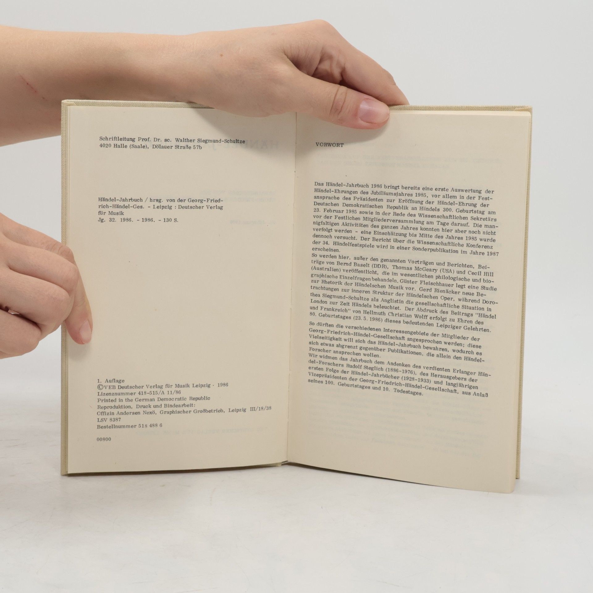 Autorenkollektiv Händel-Jahrbuch 1986