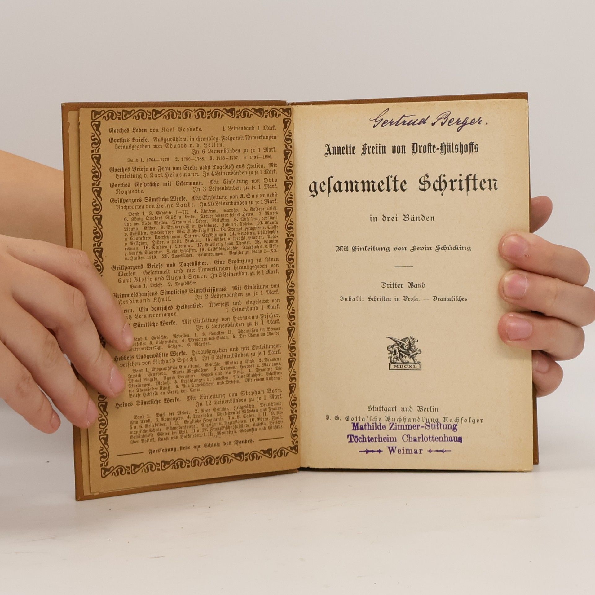 Annette von Droste-Hülshoff Gesammelte Schriften