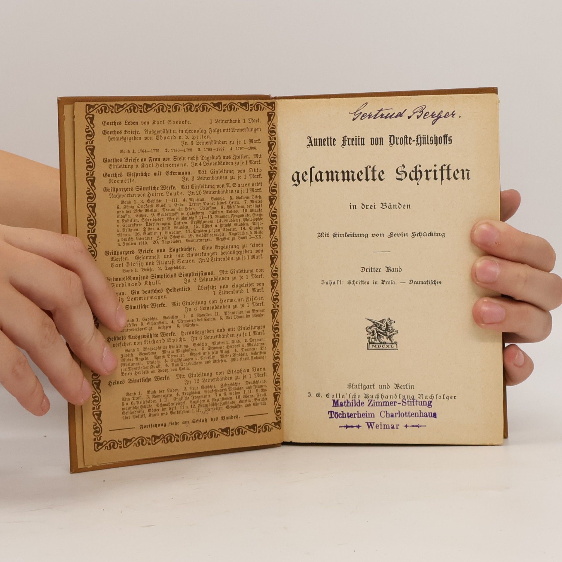 Annette von Droste-Hülshoff Gesammelte Schriften