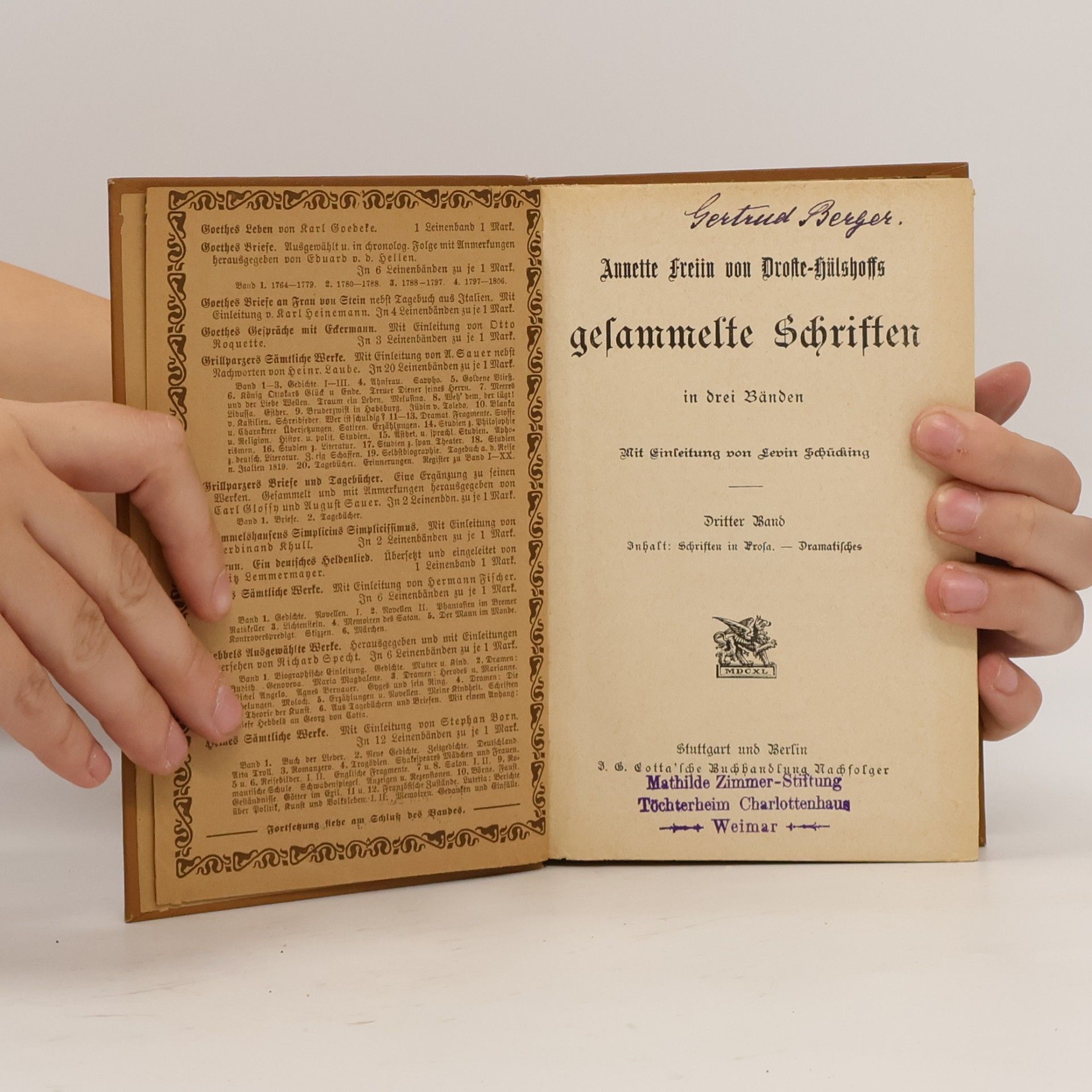 Annette von Droste-Hülshoff Gesammelte Schriften