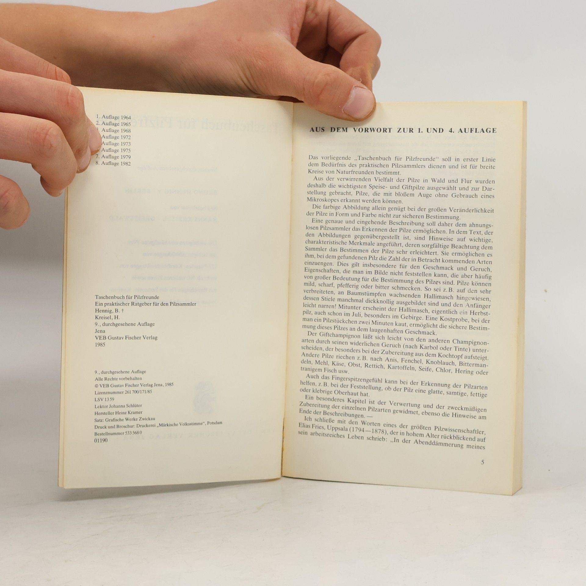 Hanns Kreisel Taschenbuch für Pilzfreunde
