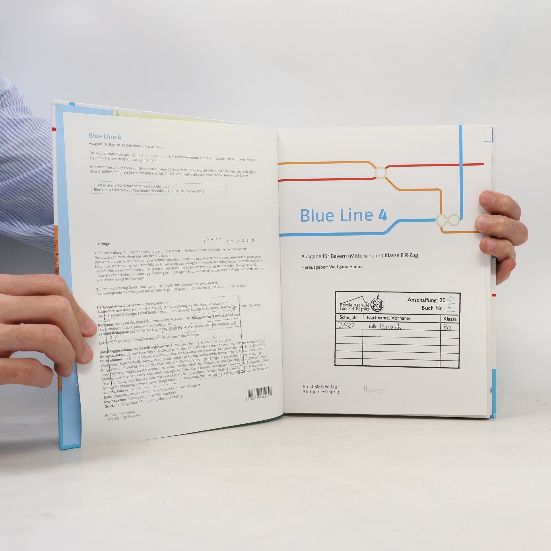 AA.VV. Blue Line 4 R-Zug. Schülerbuch (Hardcover) Klasse 8. Ausgabe Bayern