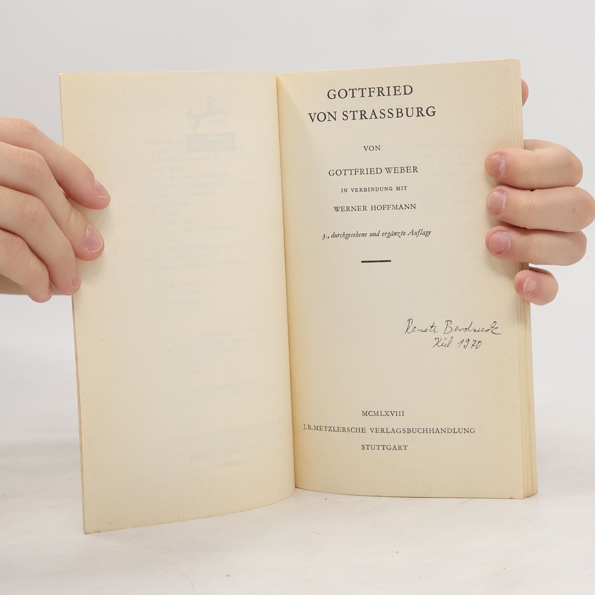 Gottfried Weber Sammlung Metzler - 15: Gottfried von Strassburg