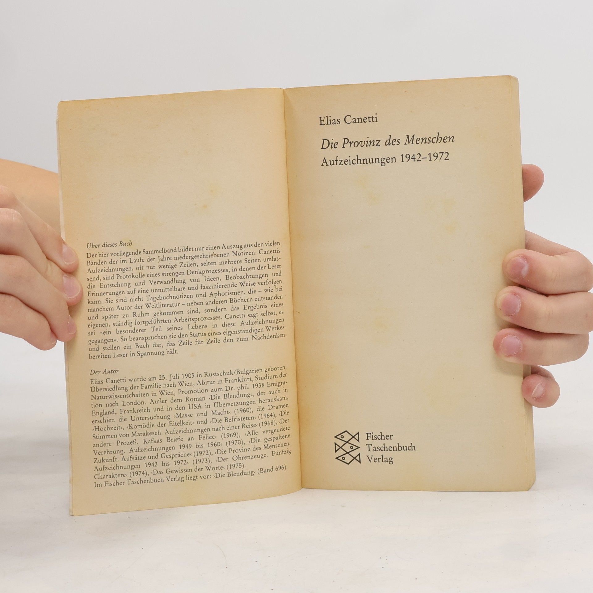 Elias Canetti Die Provinz des Menschen