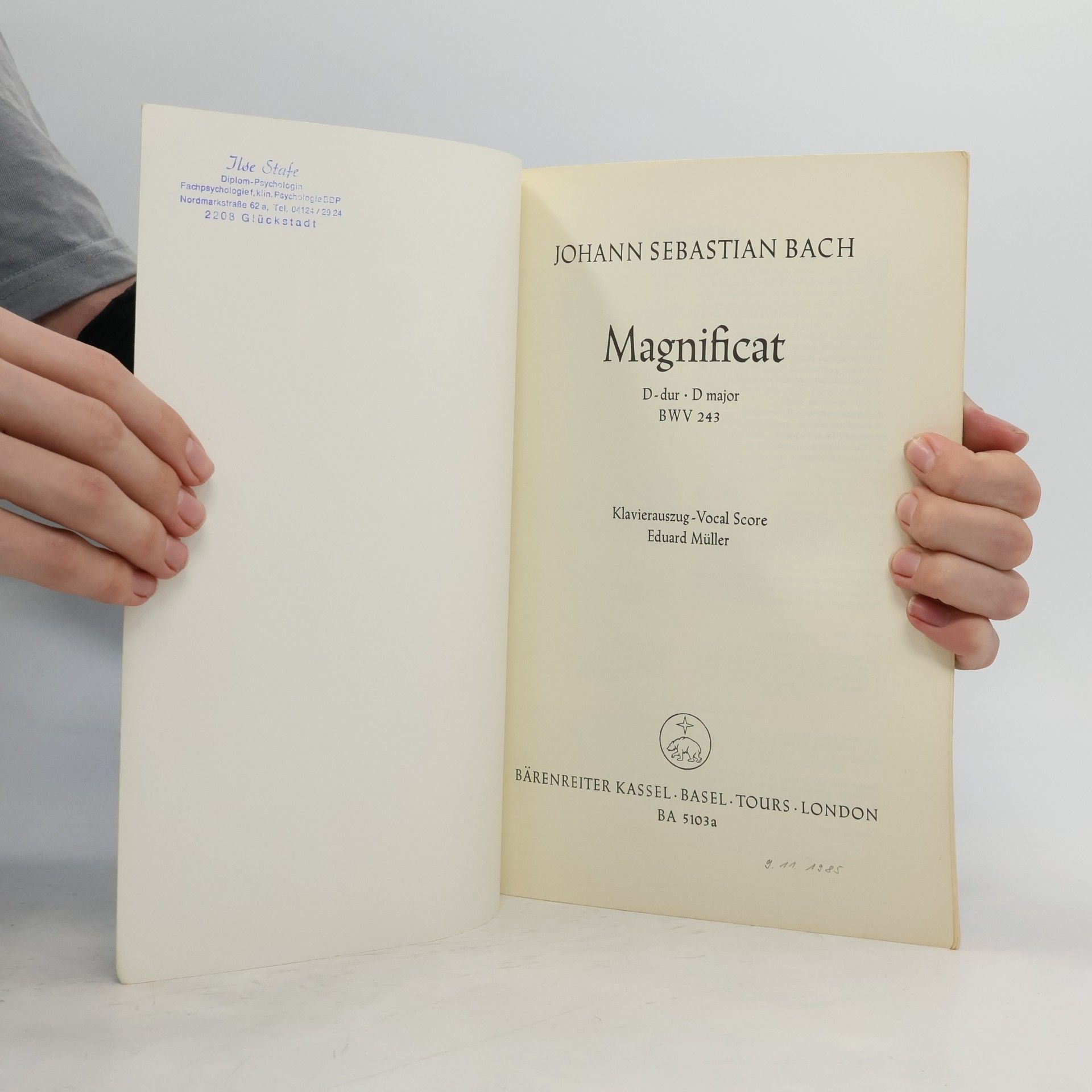 Johann Sebastian Bach Magnificat. D-dur. D major BWV 243