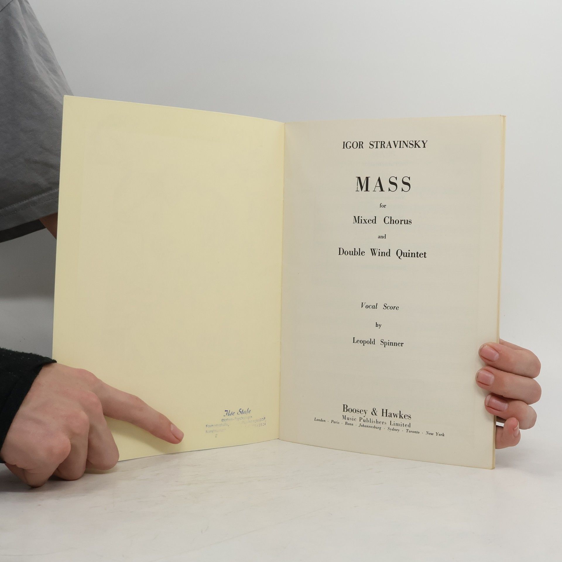 Igor Stravinsky Mass for Mixed Chorus and Double Wind Quintet