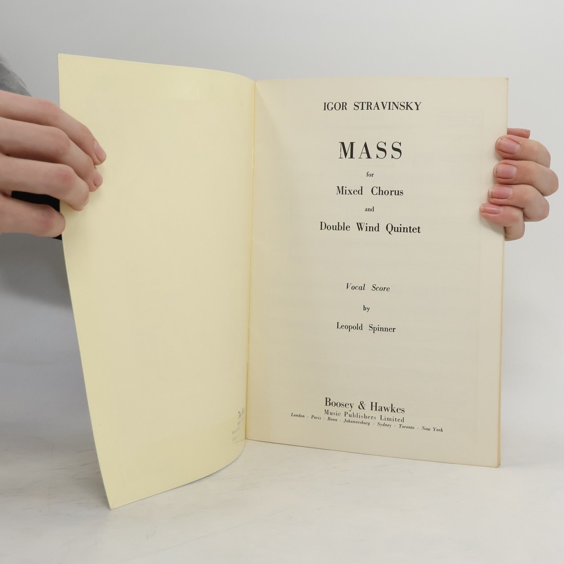 Igor Stravinsky Mass for Mixed Chorus and Double Wind Quintet