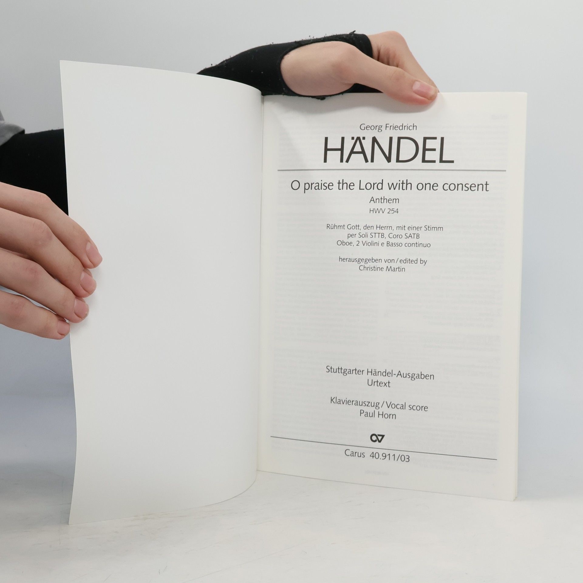 Georg Friedrich Händel Stuttgarter Händel-Ausgaben: O Praise The Lord With One Consent