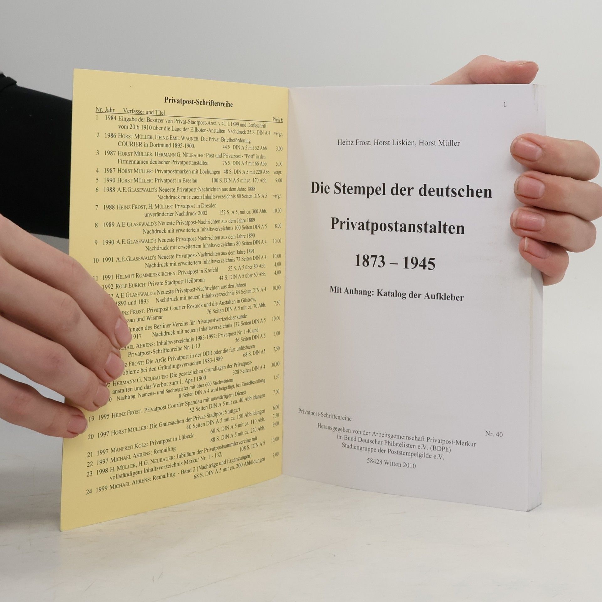 Heinz Frost Die Stempel der deutschen Privatpostanstalten 1873-1945