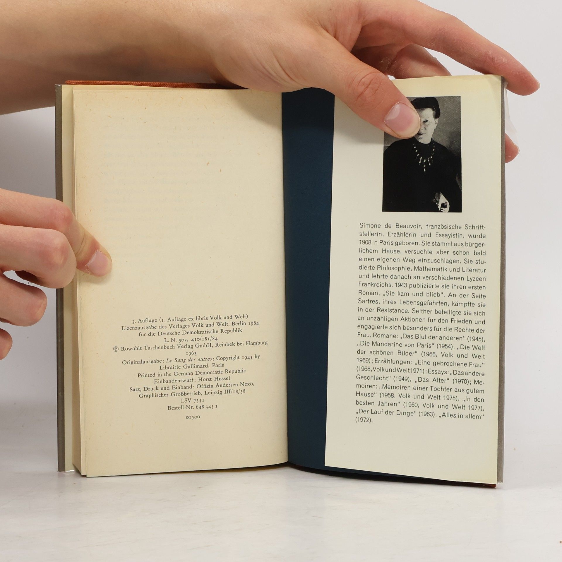 Simone de Beauvoir Das Blut der Anderen