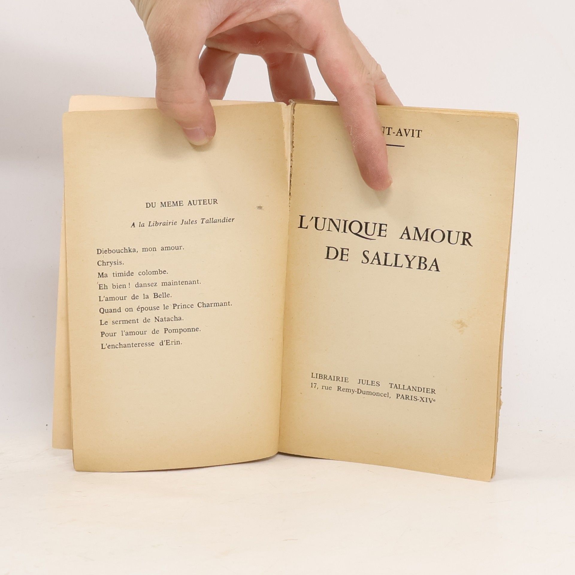 Gilles de Saint-Avit L'unique amour de Sallyba
