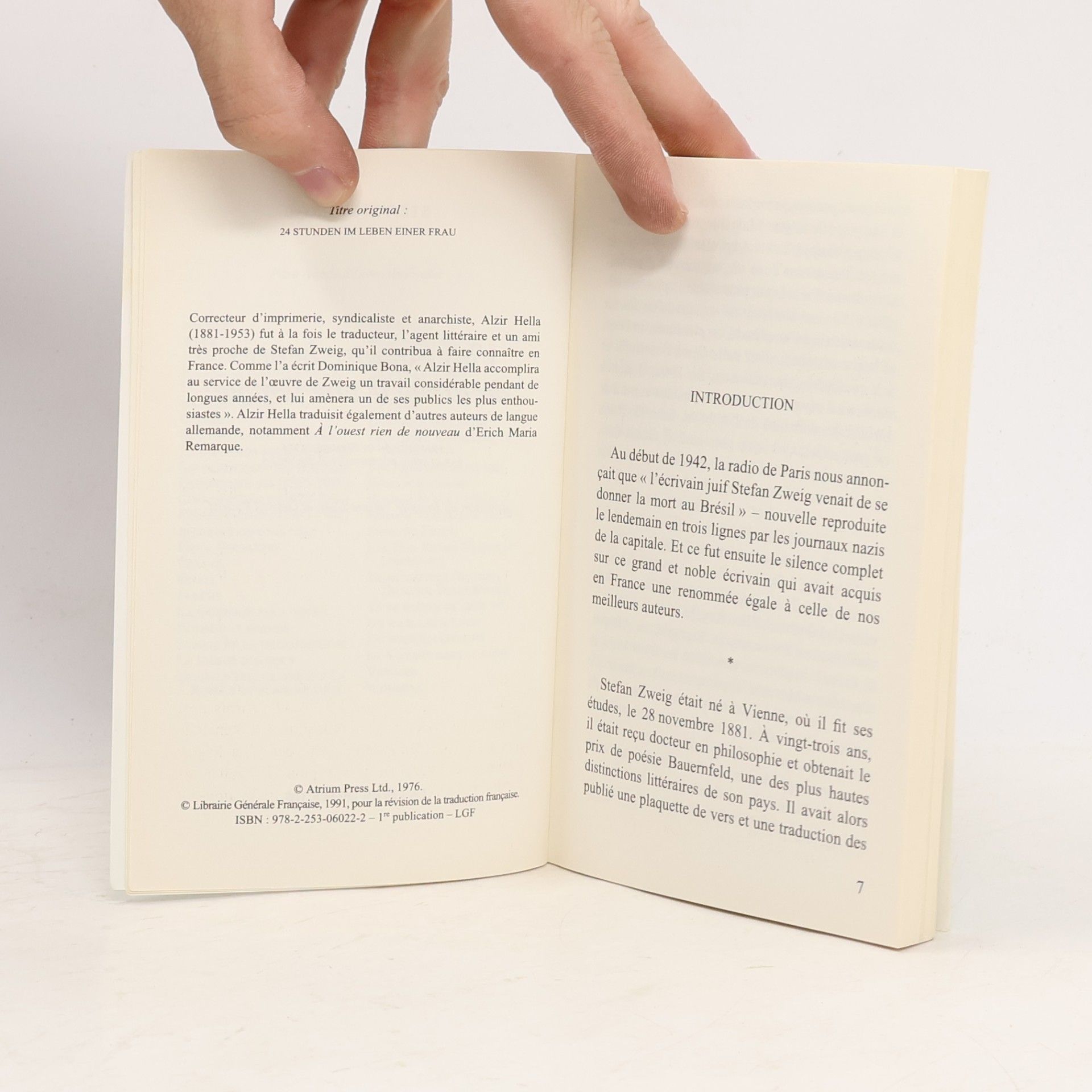 Stefan Zweig Vingt-quatre heures de la vie d'une femme