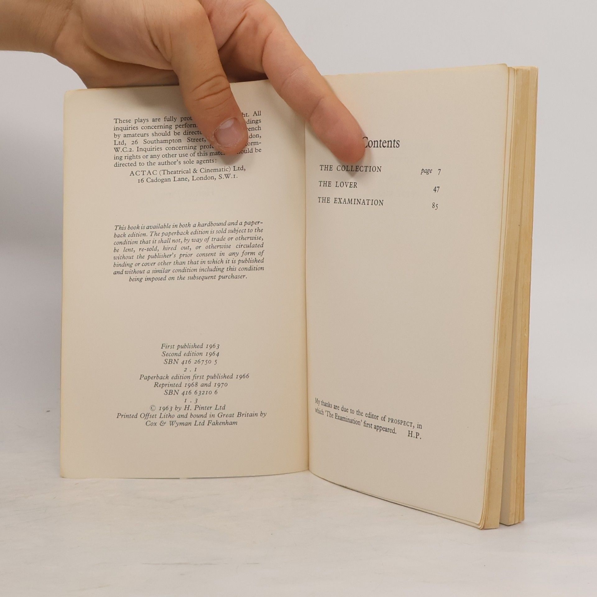 Harold Pinter The Collection and The Lover