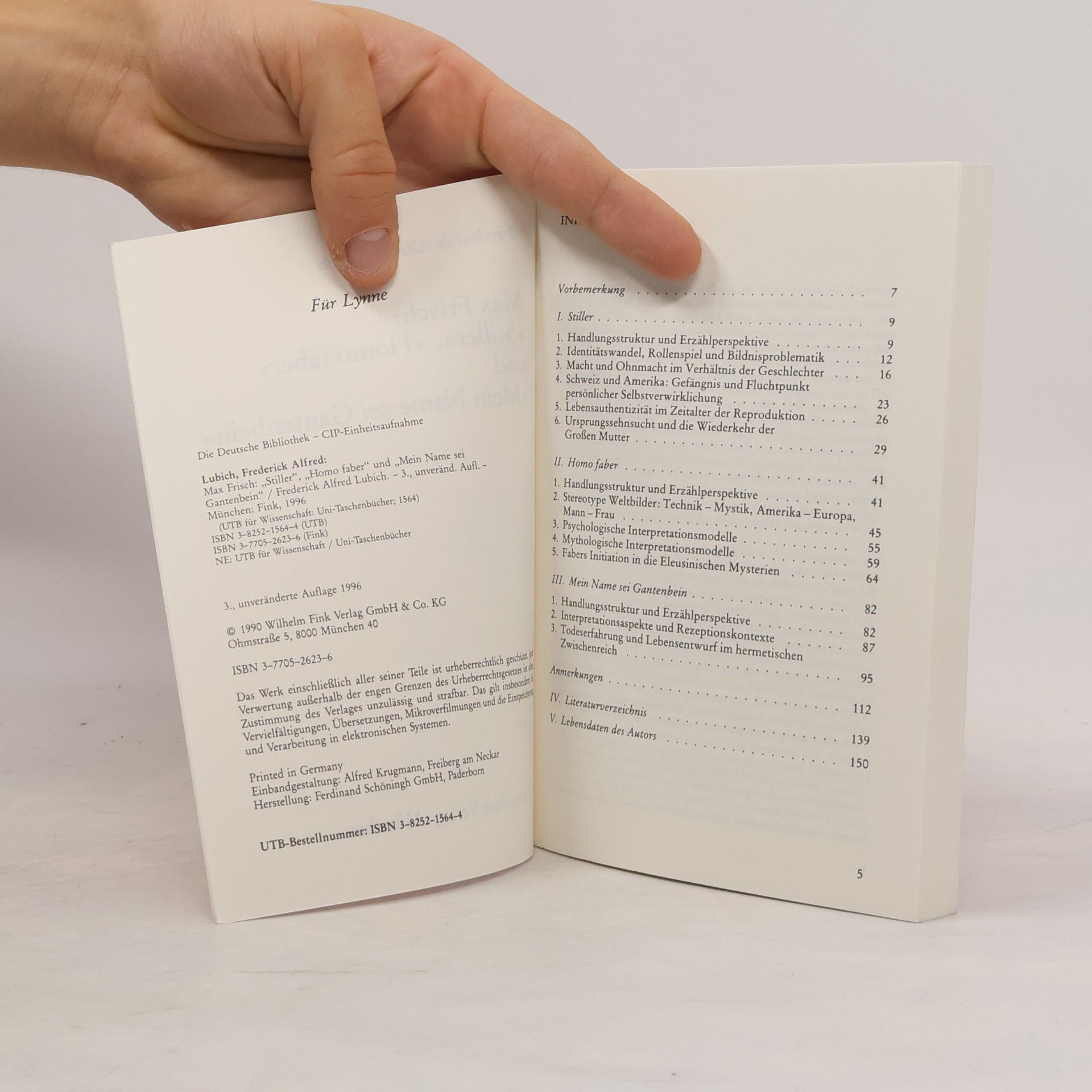 Frederick A. Lubich Max Frisch 'Stiller', 'Homo Faber' und 'Mein Name sei Gantenbein'