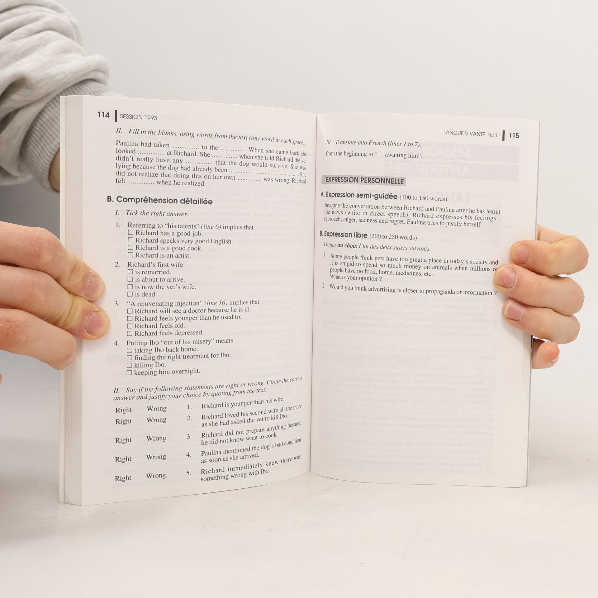 Bock Les Sujets Nathan - 94: Anglais, terminales A-B, bac 94, non corrigés