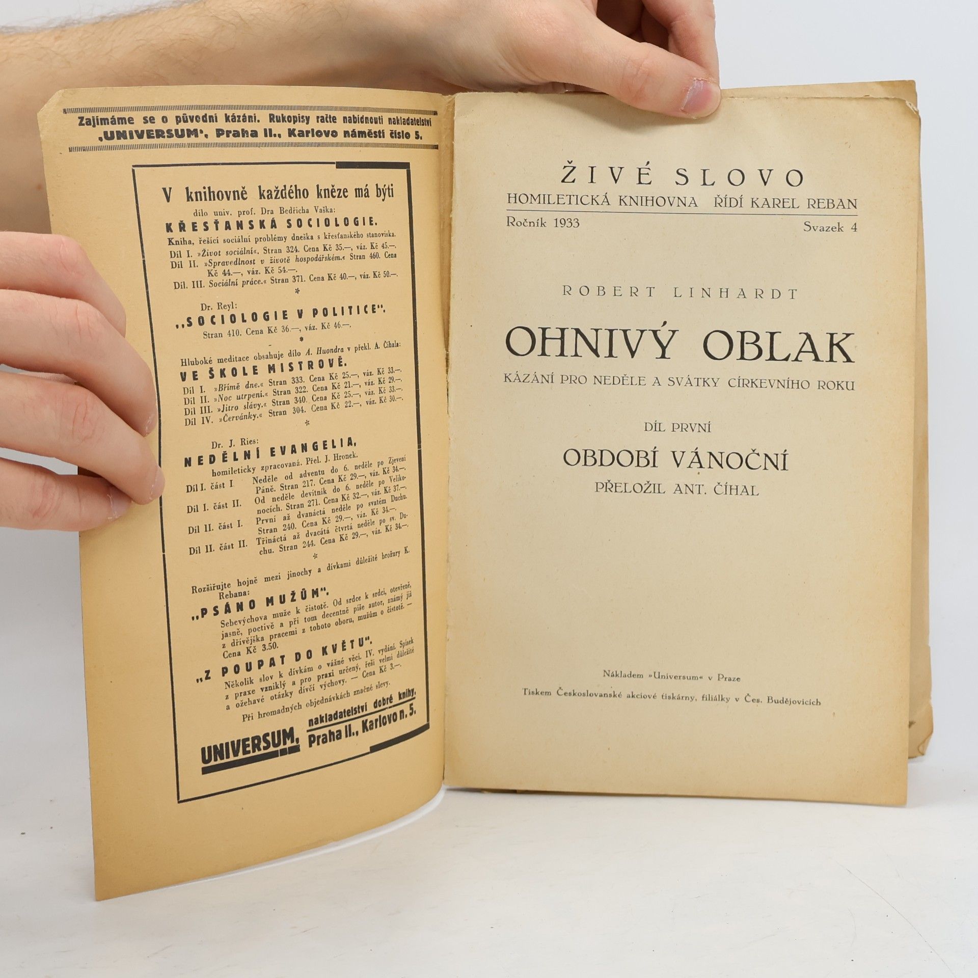 Robert Linhardt Ohnivý oblak. Kázání pro neděle a svátky církevního roku 1