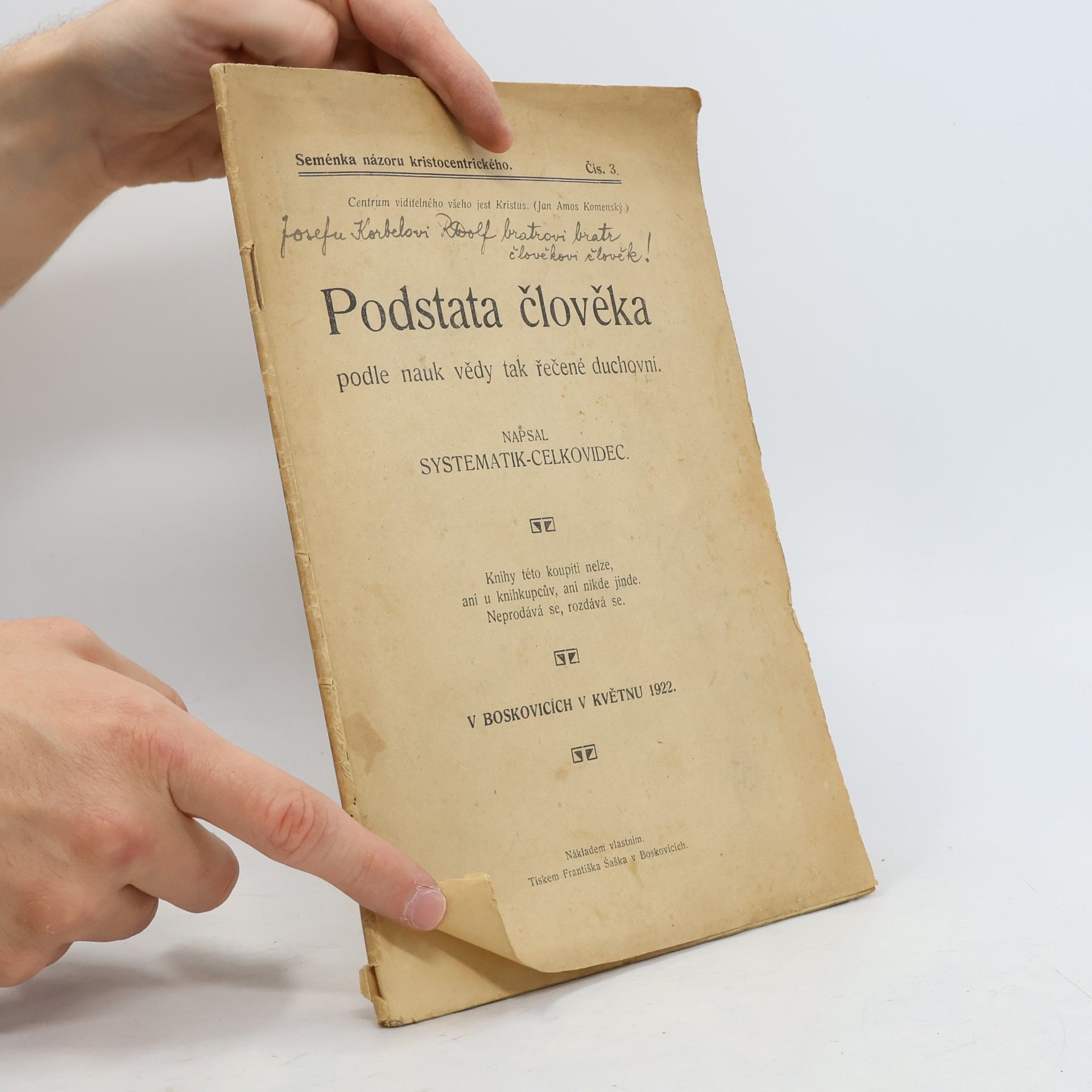 Systematik-Celkovidec Podstata člověka podle nauk vědy tak řečené duchovní