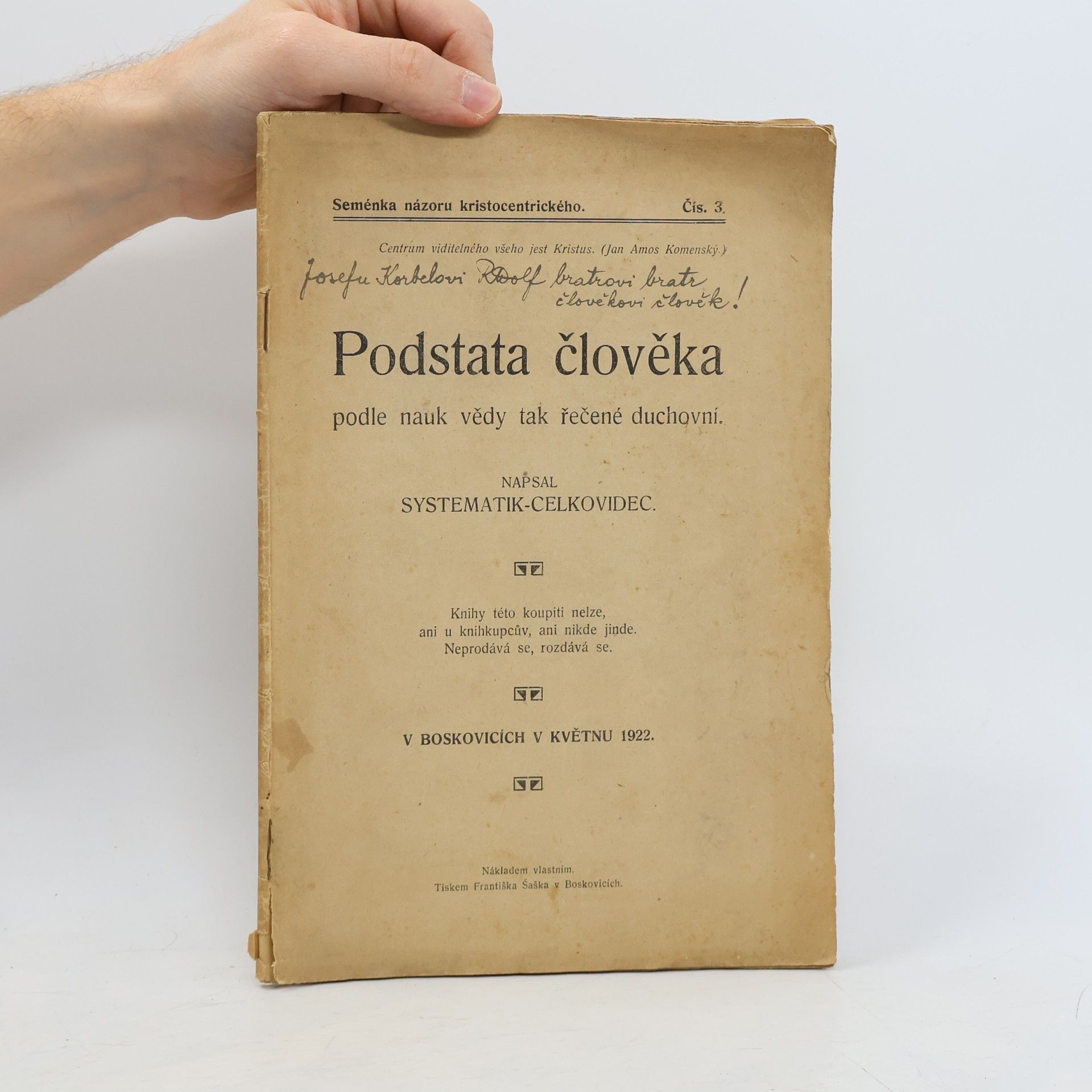Systematik-Celkovidec Podstata člověka podle nauk vědy tak řečené duchovní