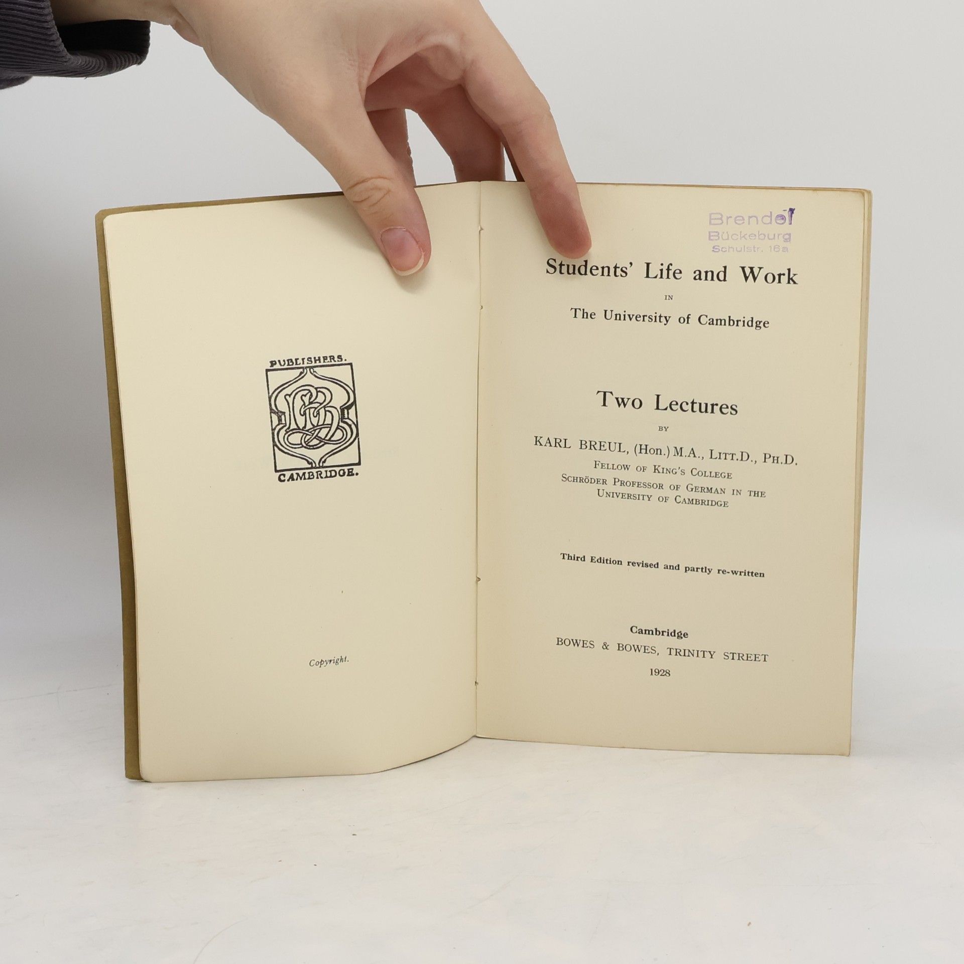 Karl Breul Students' Life and Work in The University of Cambridge
