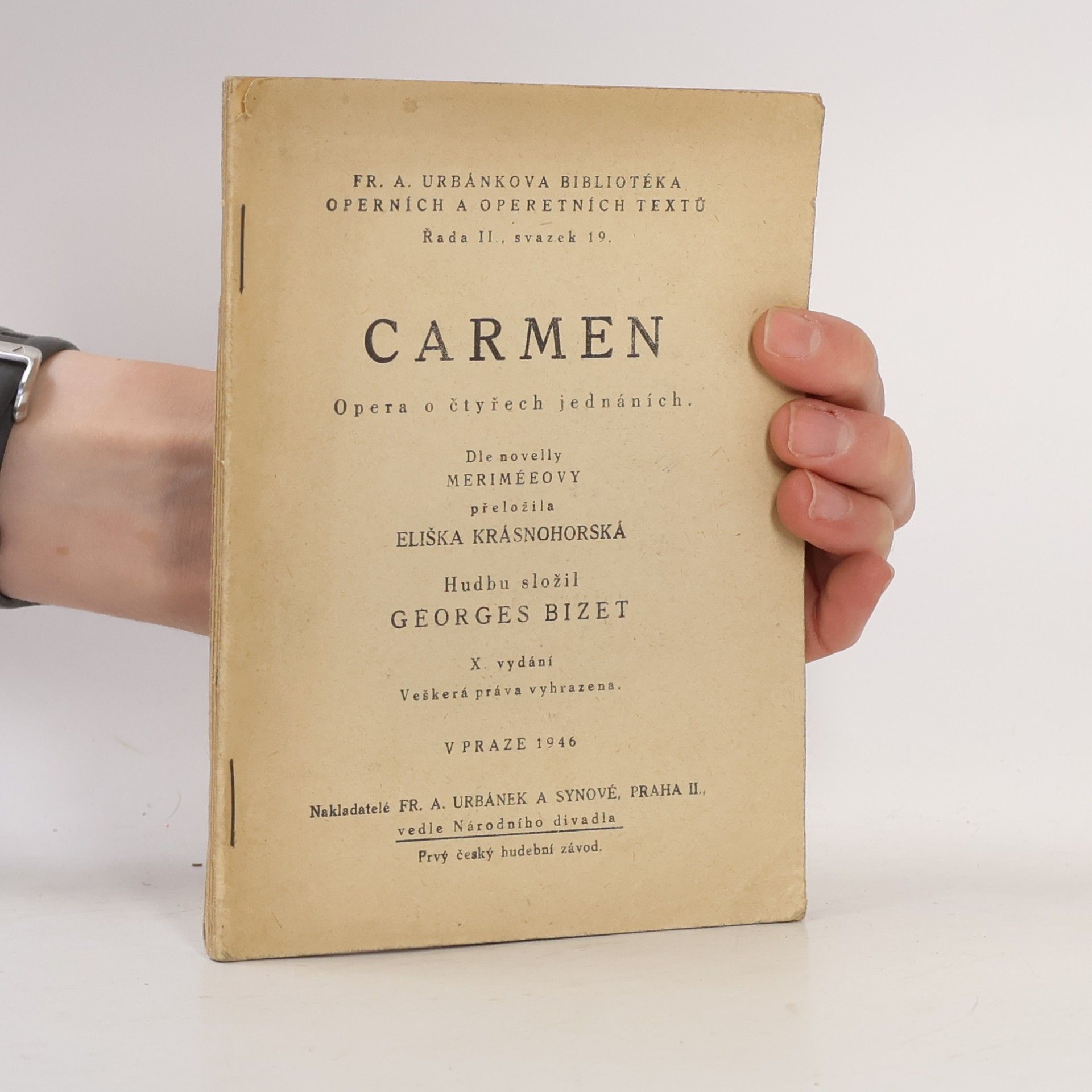 Eliška Krásnohorská Carmen: opera o čtyřech jednáních